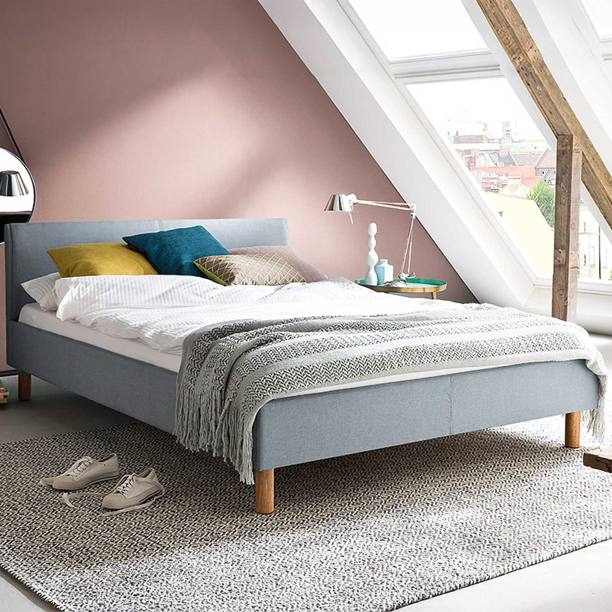 Lit en tissu Amber 140x200 - bleu glacier