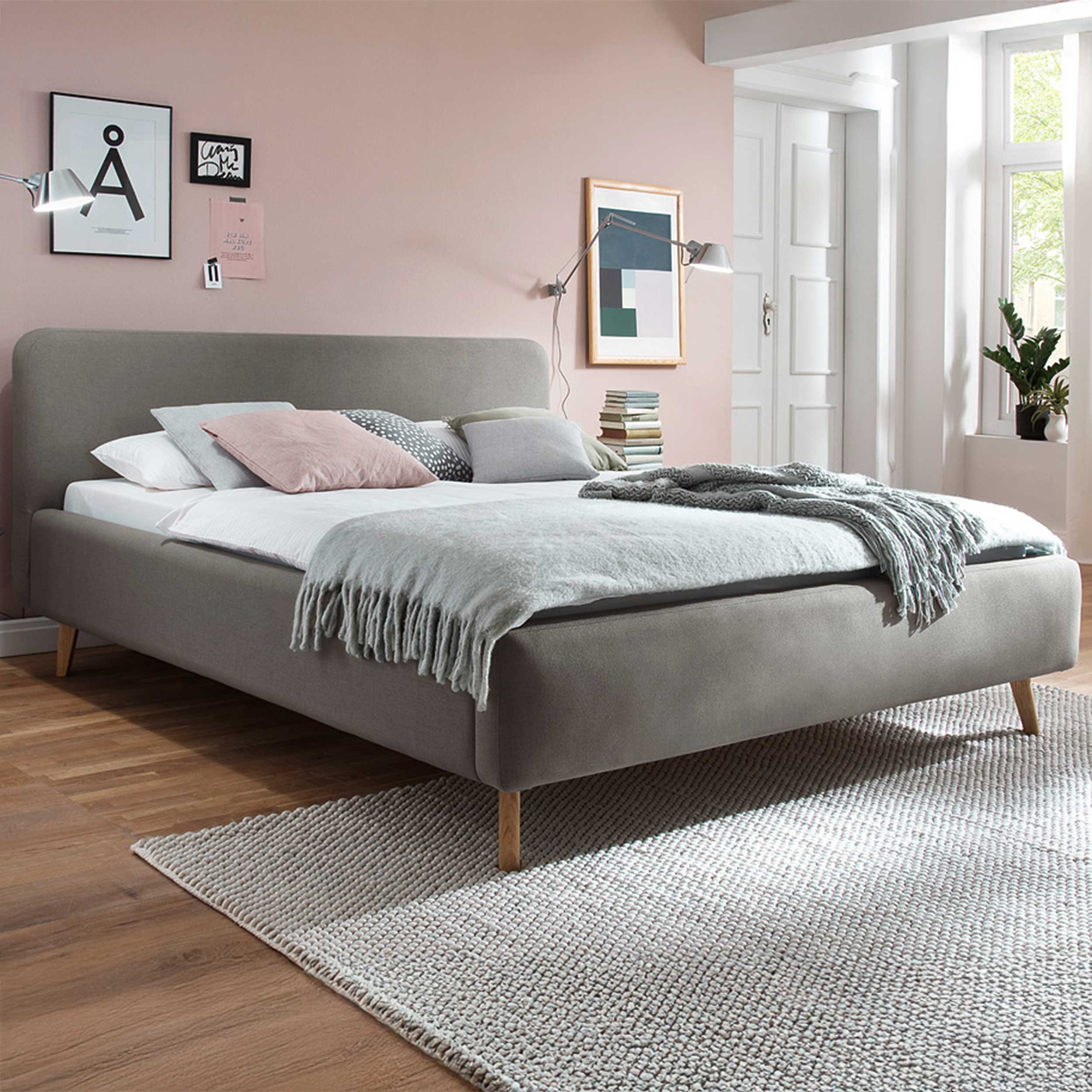 Lit en tissu Tony 140x200 - taupe