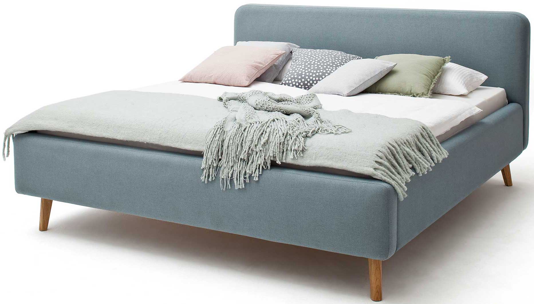 Lit en tissu Tony 160x200 - bleu glacier - Image 2