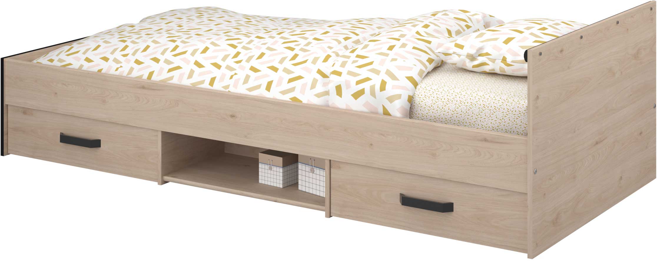 Lit enfant Alma 90x200 avec espace de rangement - décor chêne - Image 6