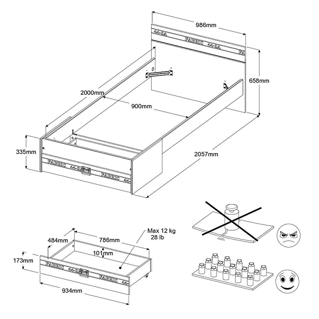 Lit enfant Fabien 90x200 - brun/gris - Image 5