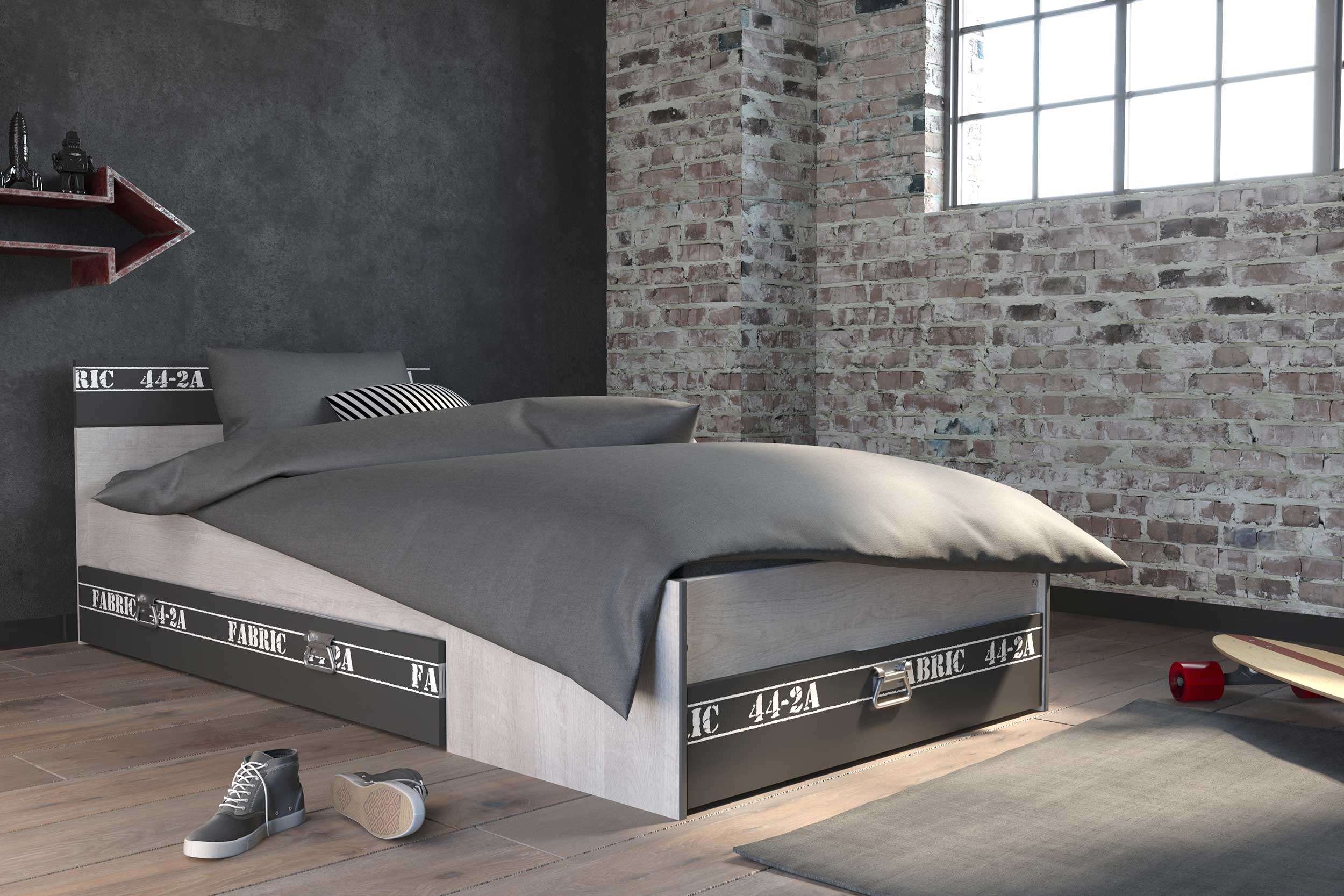 Lit enfant Fabien 90x200 - brun/gris - Image 6