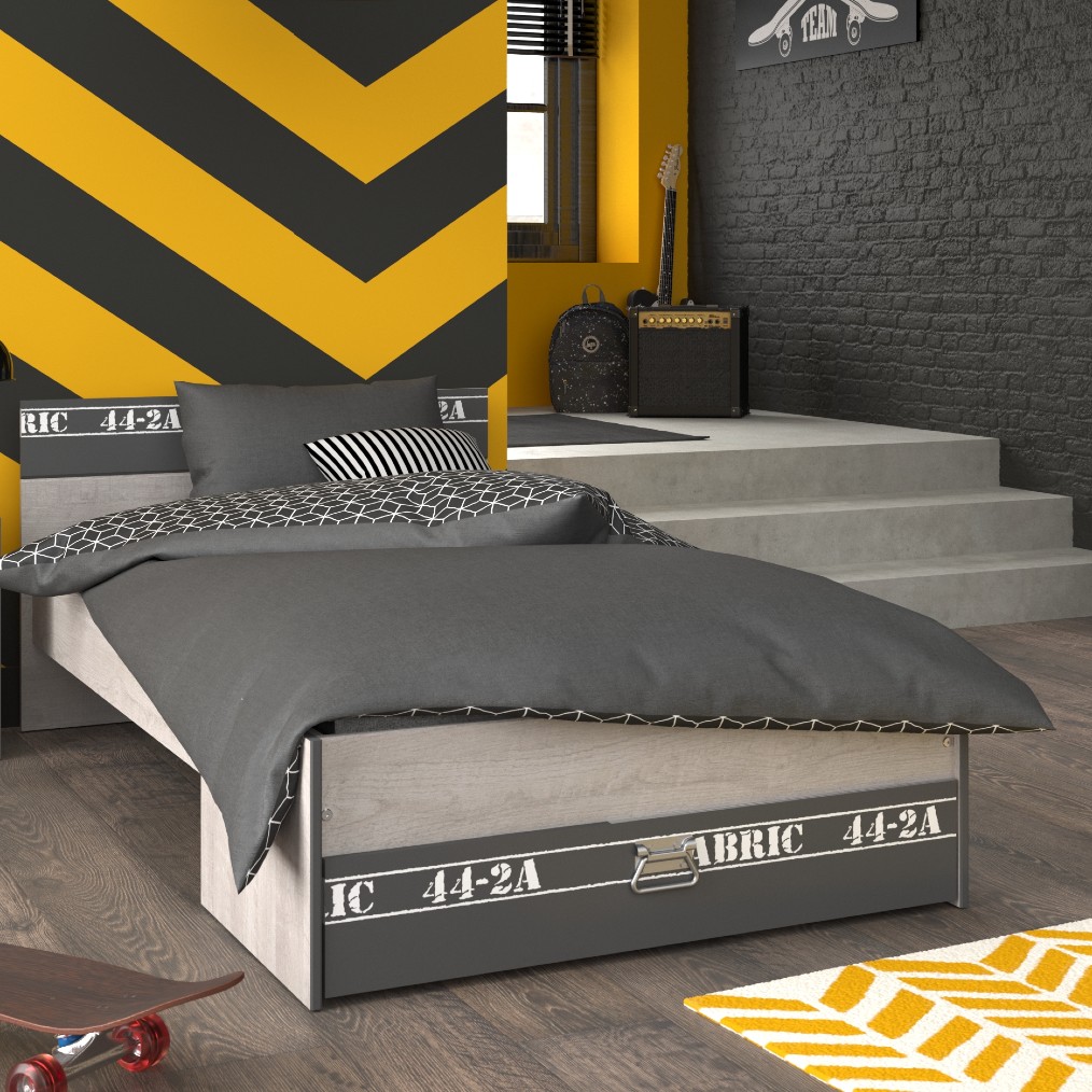 Lit enfant Fabien 90x200 - brun/gris