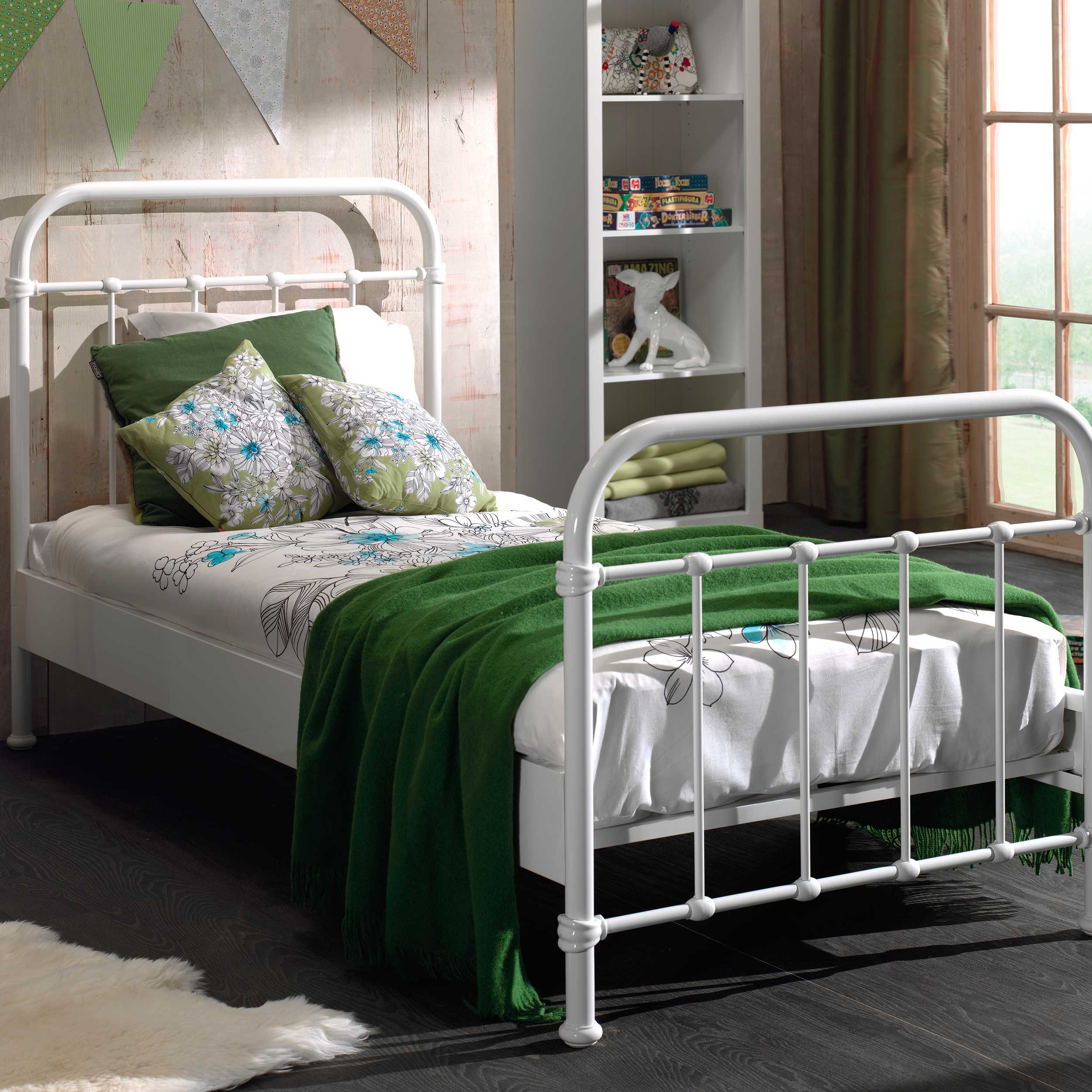 Lit enfant New York 90x200cm métal - blanc