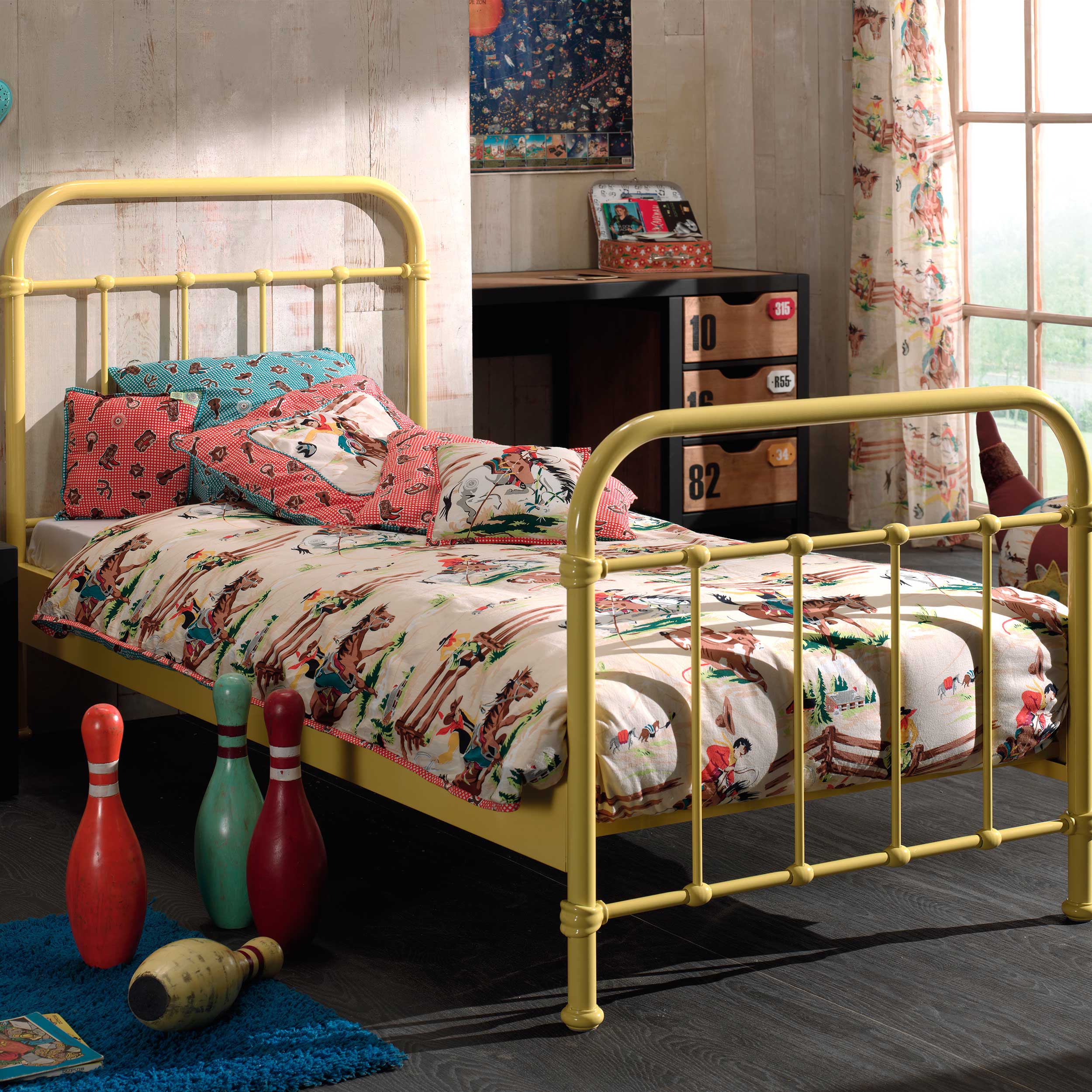 Lit enfant New York 90x200cm métal - jaune