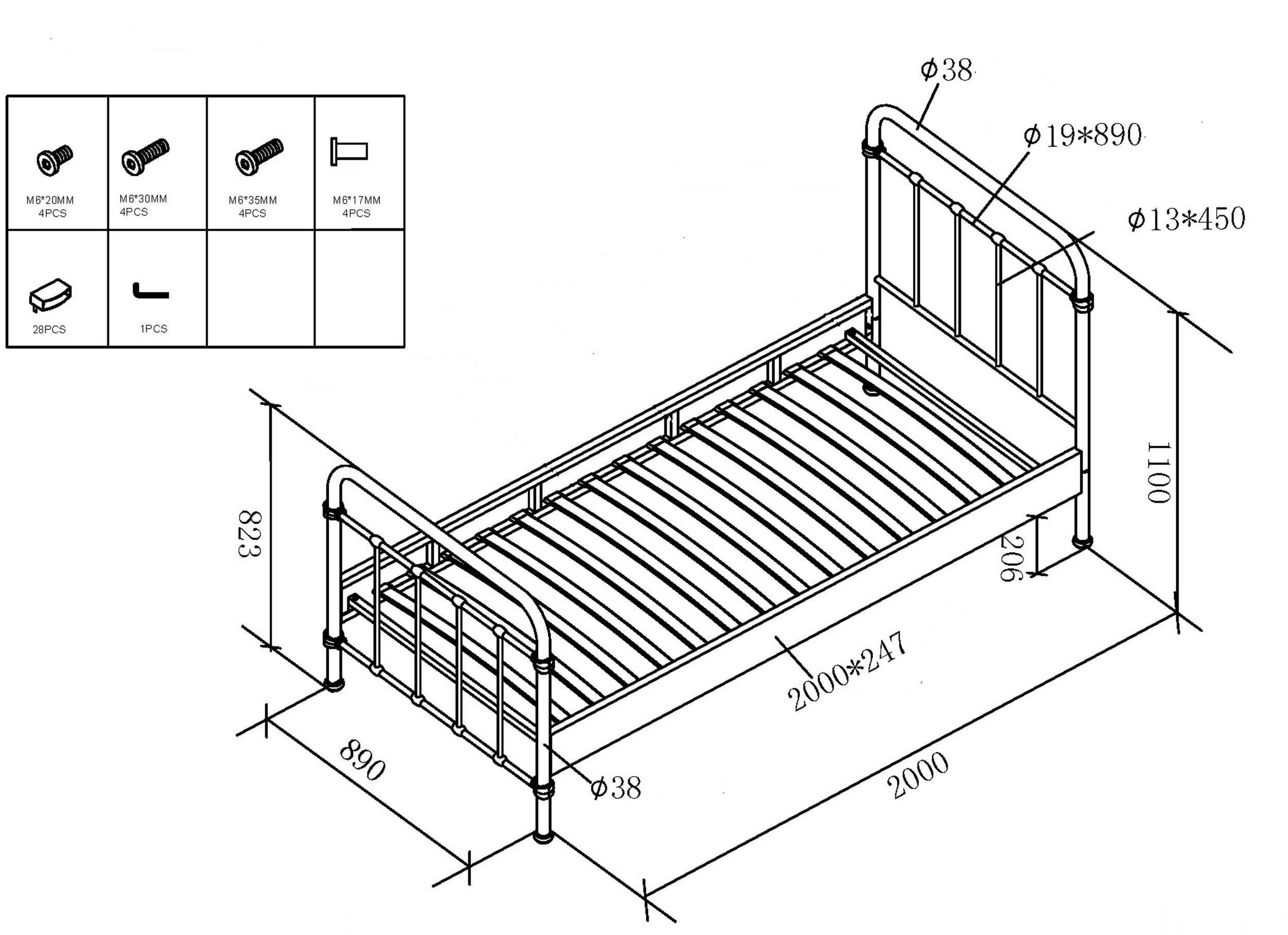 Lit enfant New York 90x200cm métal - vert menthe - Image 7