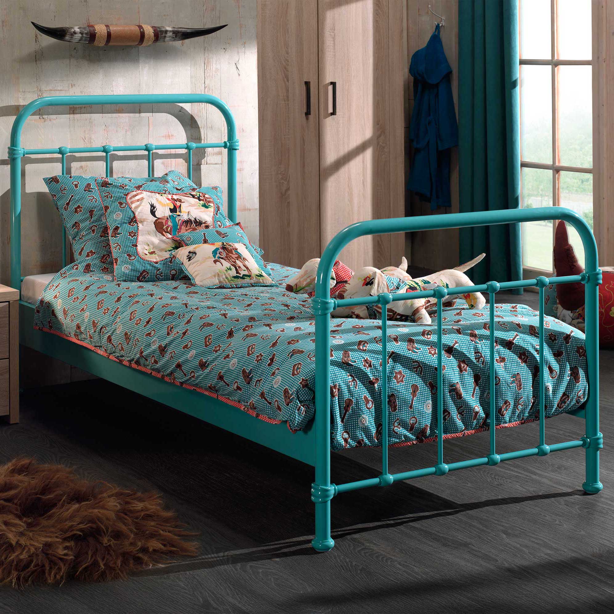 Lit enfant New York 90x200cm métal - vert menthe