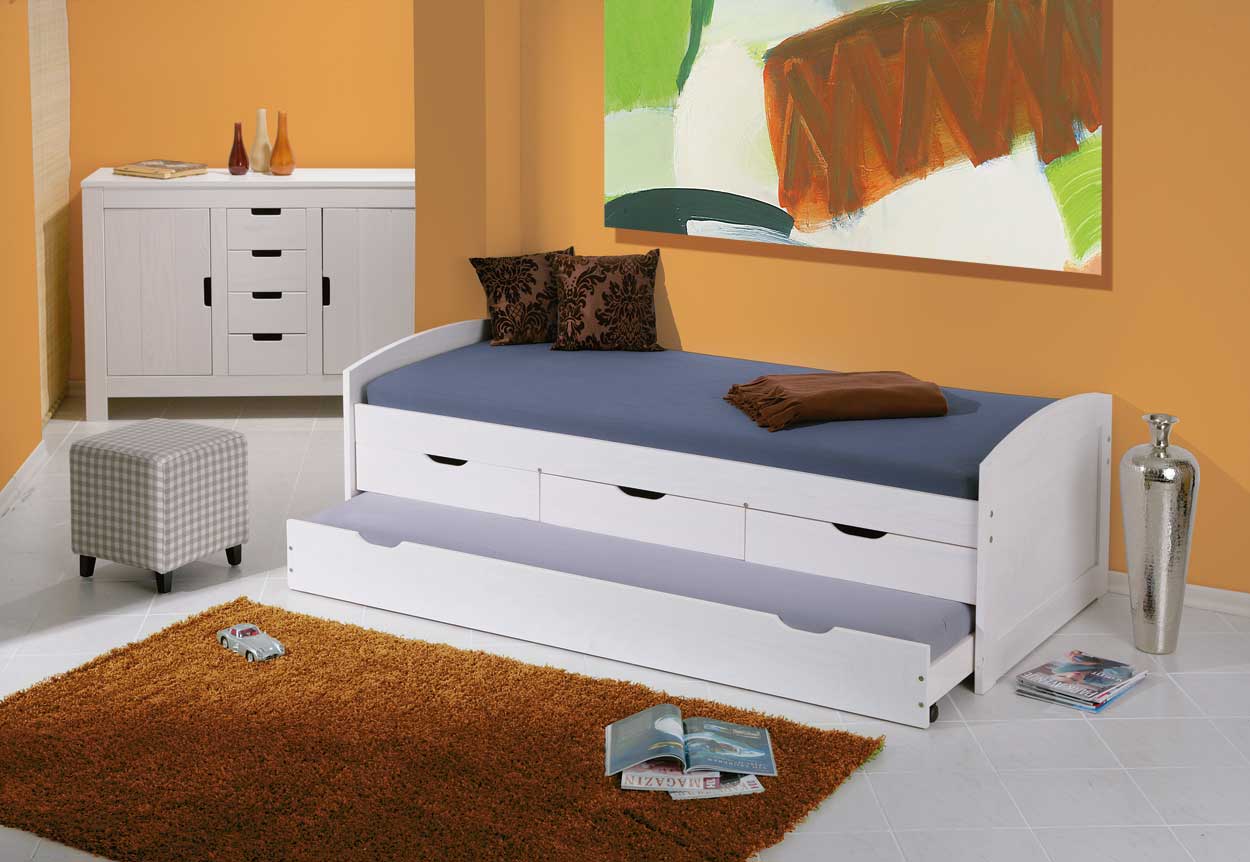 Lit gigogne Thomas 90x190cm - white wash - Image 2