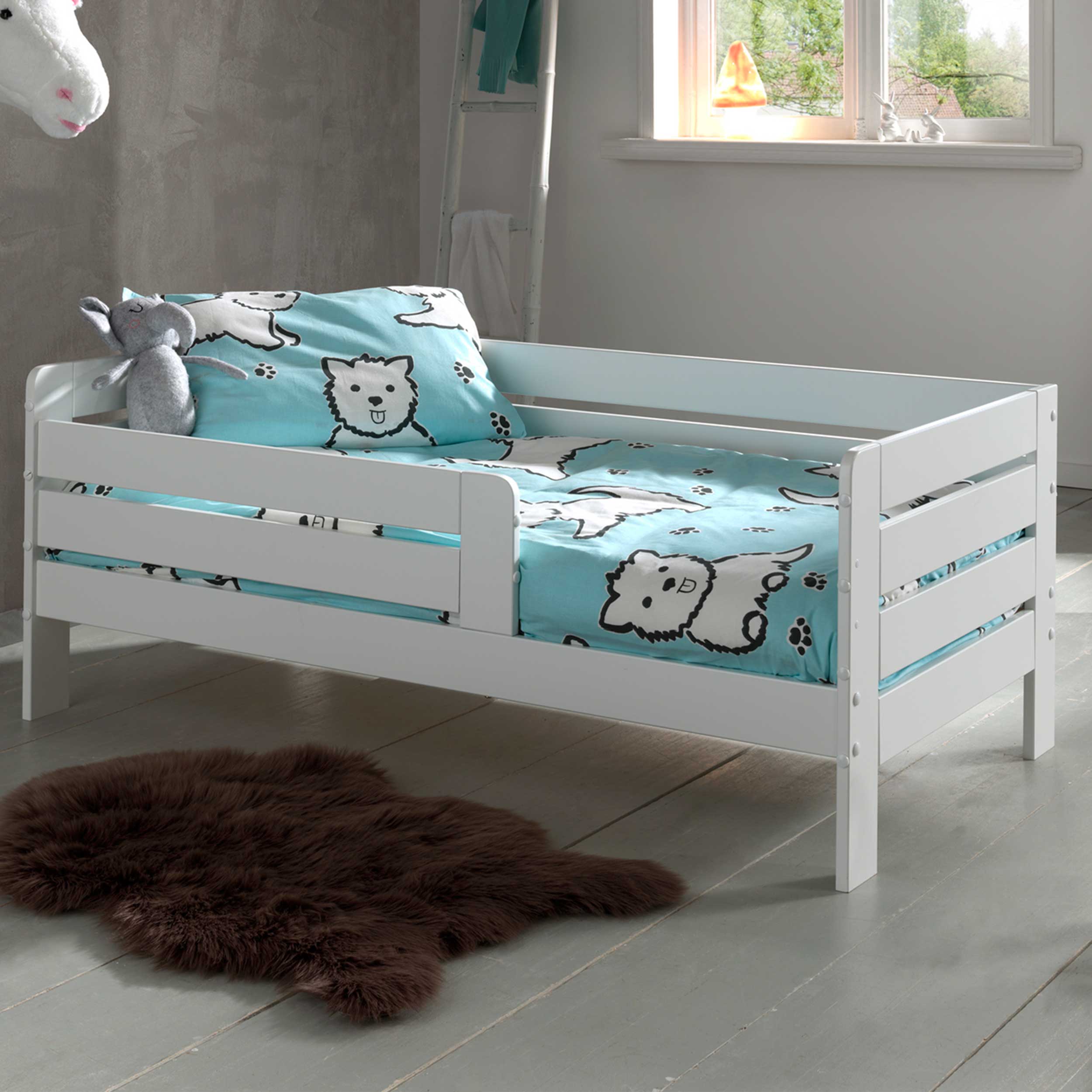 Lit junior Anastasia 70 x 140cm bois pin - blanc