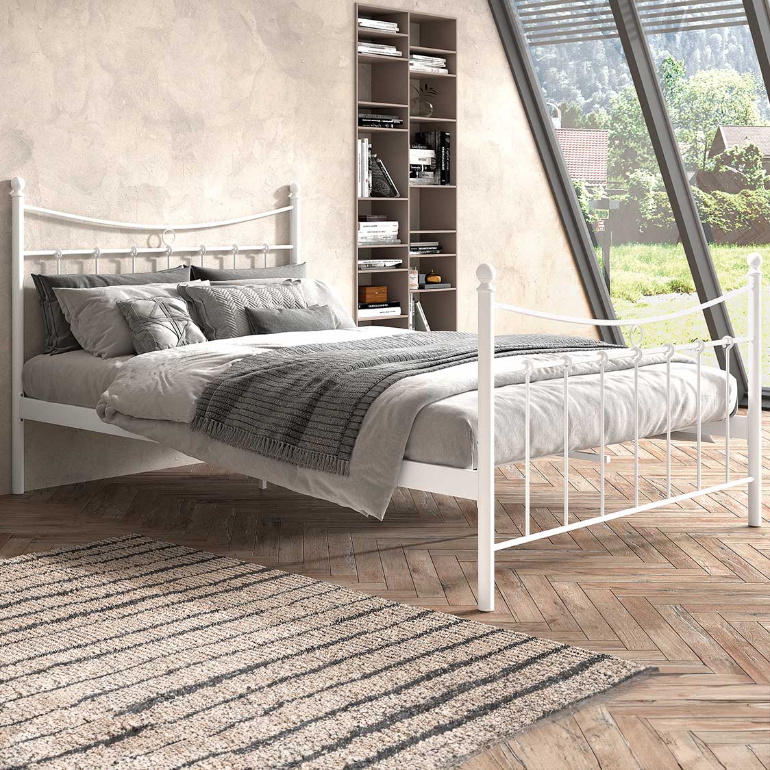 Lit Liza 140x200 avec sommier à lattes - blanc