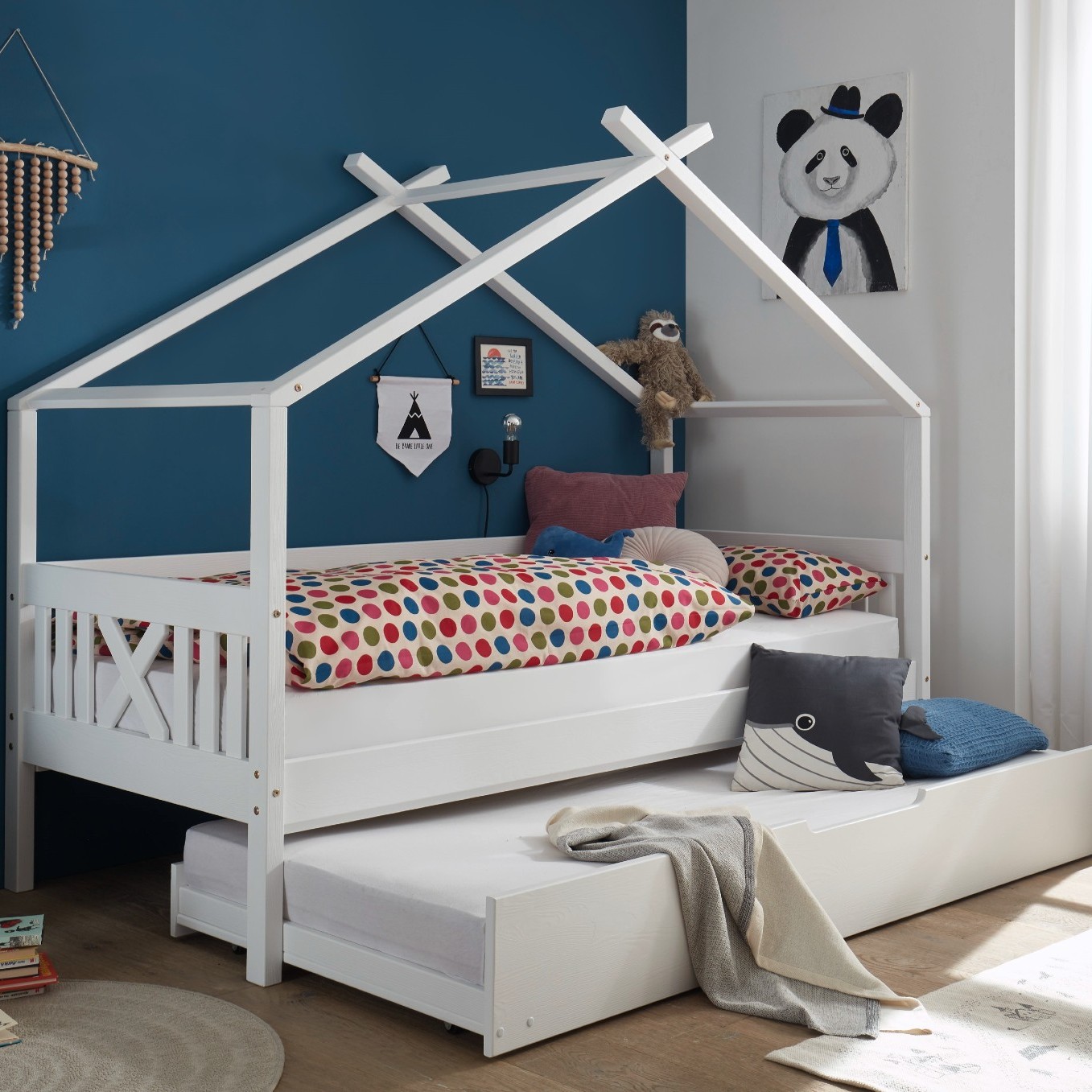 Lit maison Leona 90x200 - blanc