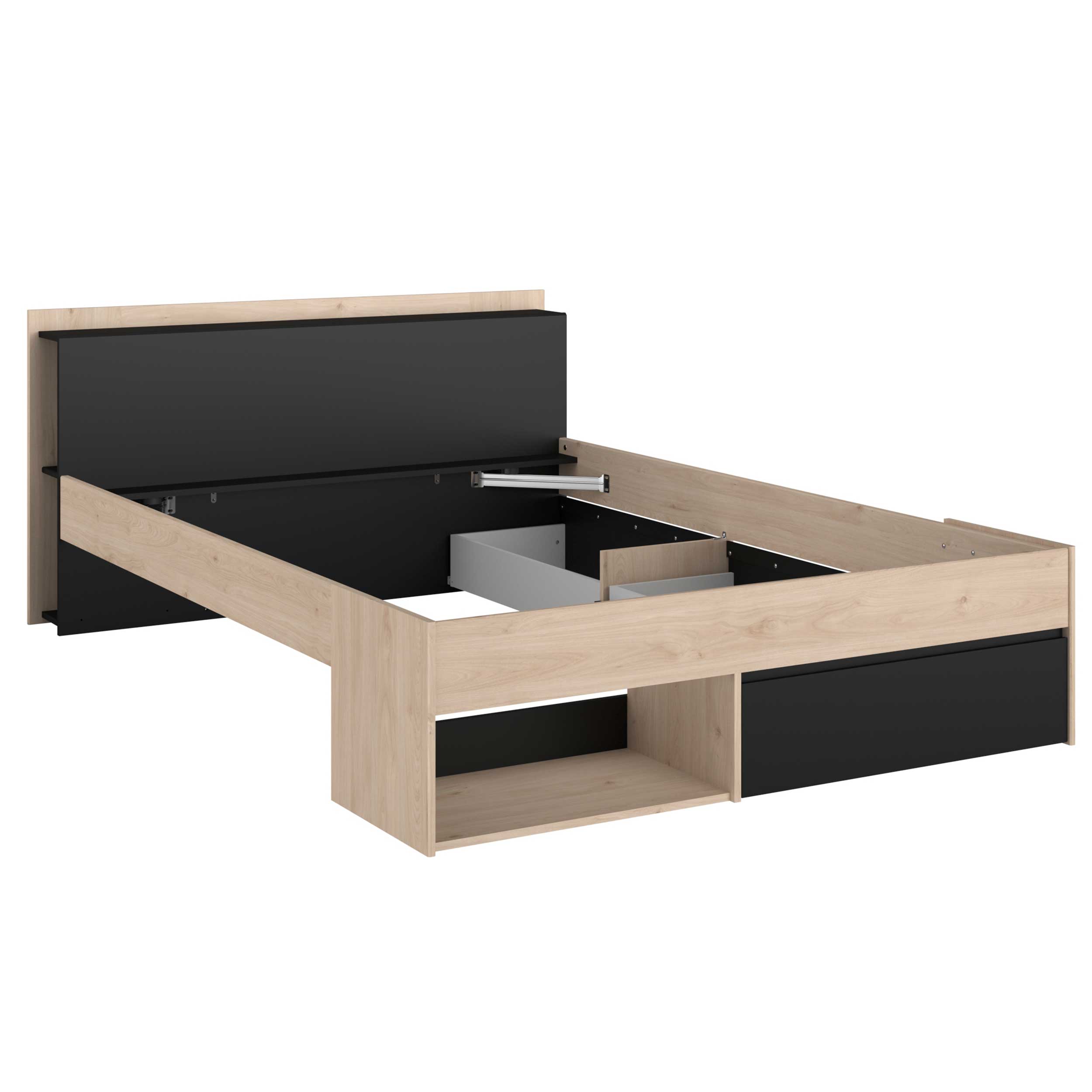 Lit Marseille 140x190/200cm avec tiroirs - noir - Image 2