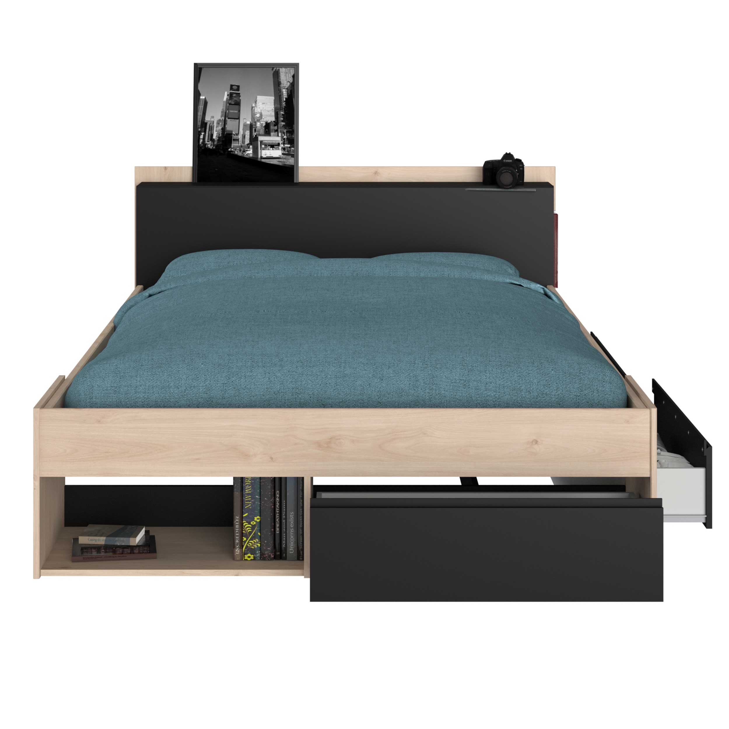 Lit Marseille 140x190/200cm avec tiroirs - noir - Image 11