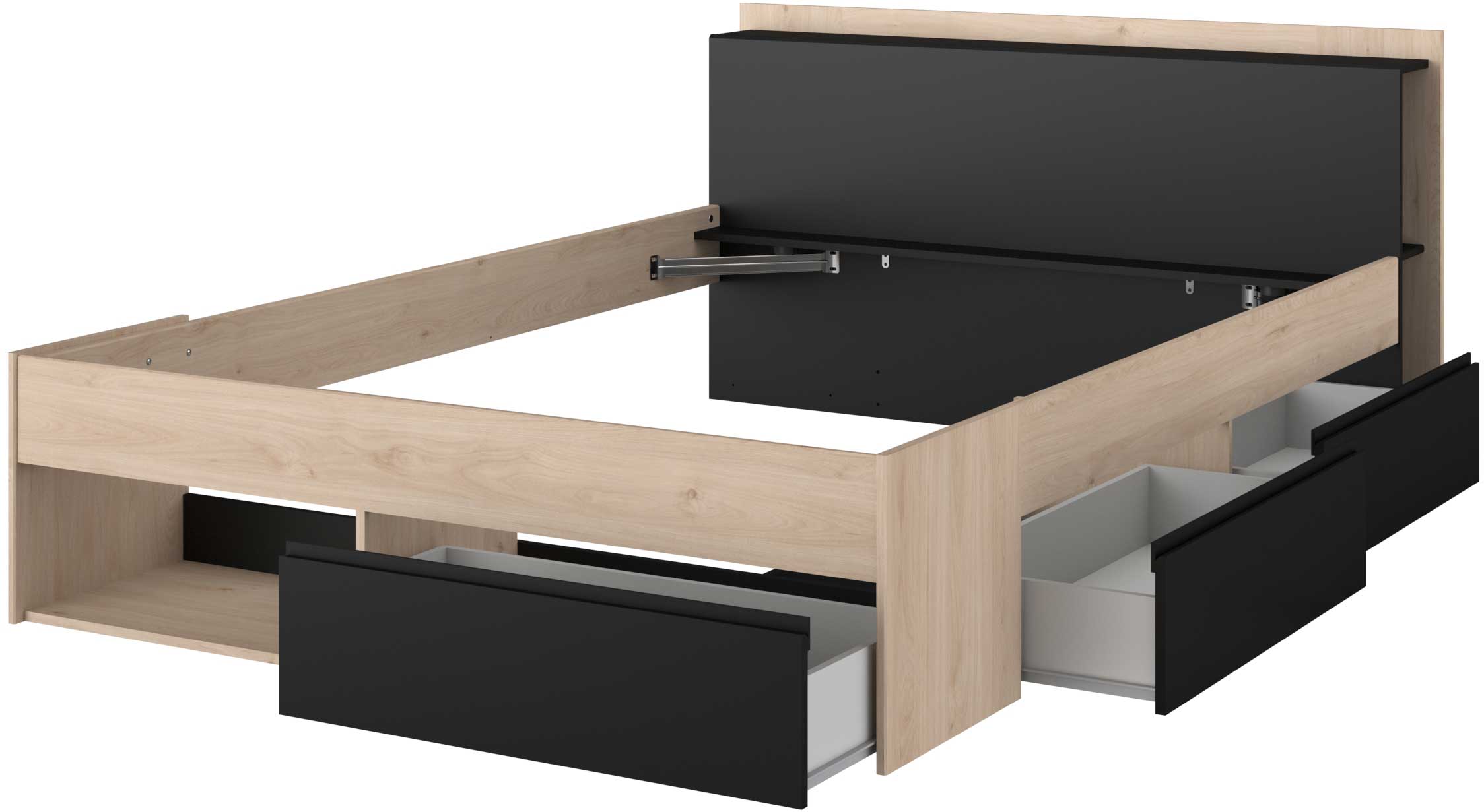 Lit Marseille 160x200cm - chêne/noir - Image 5