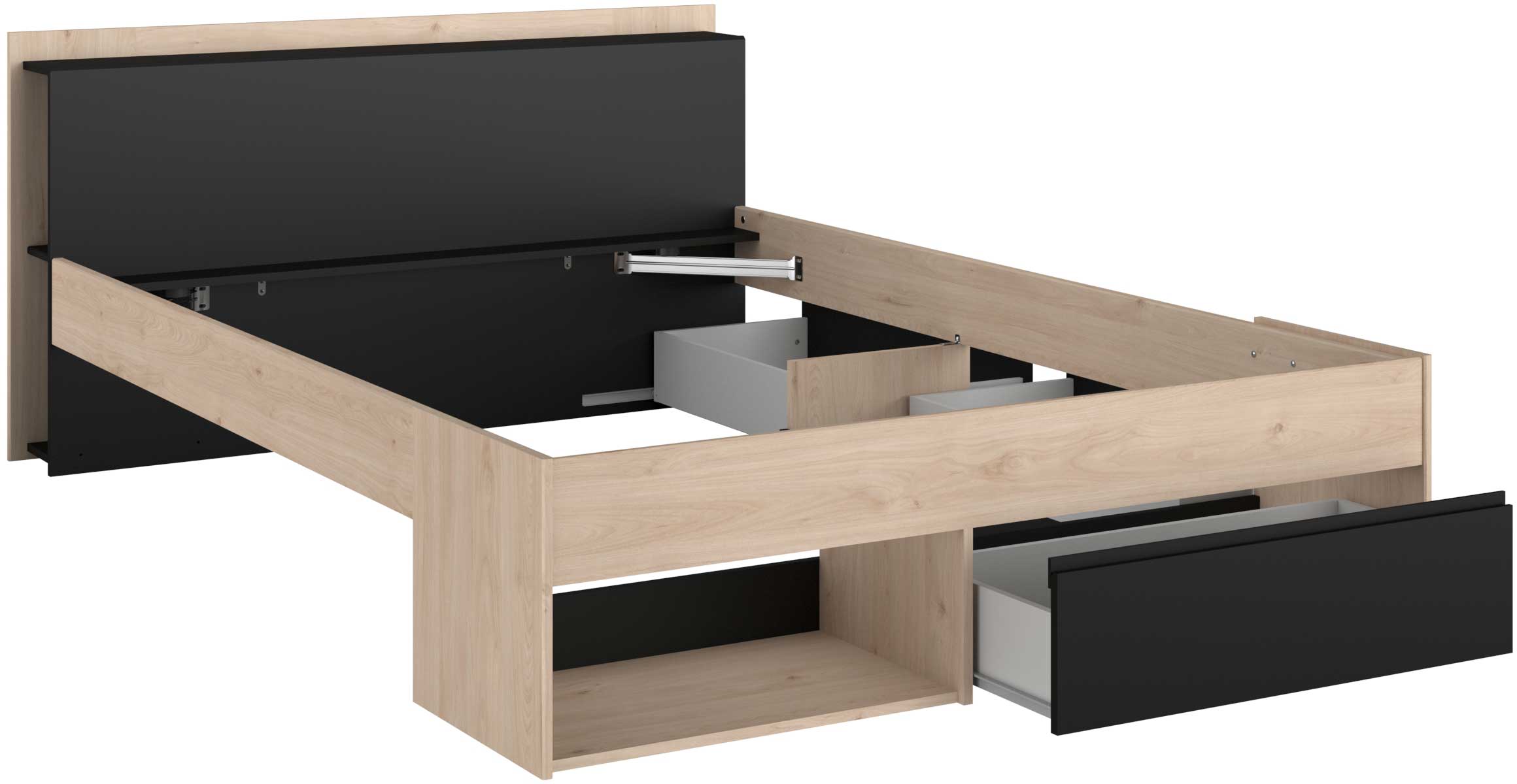 Lit Marseille 160x200cm - chêne/noir - Image 6