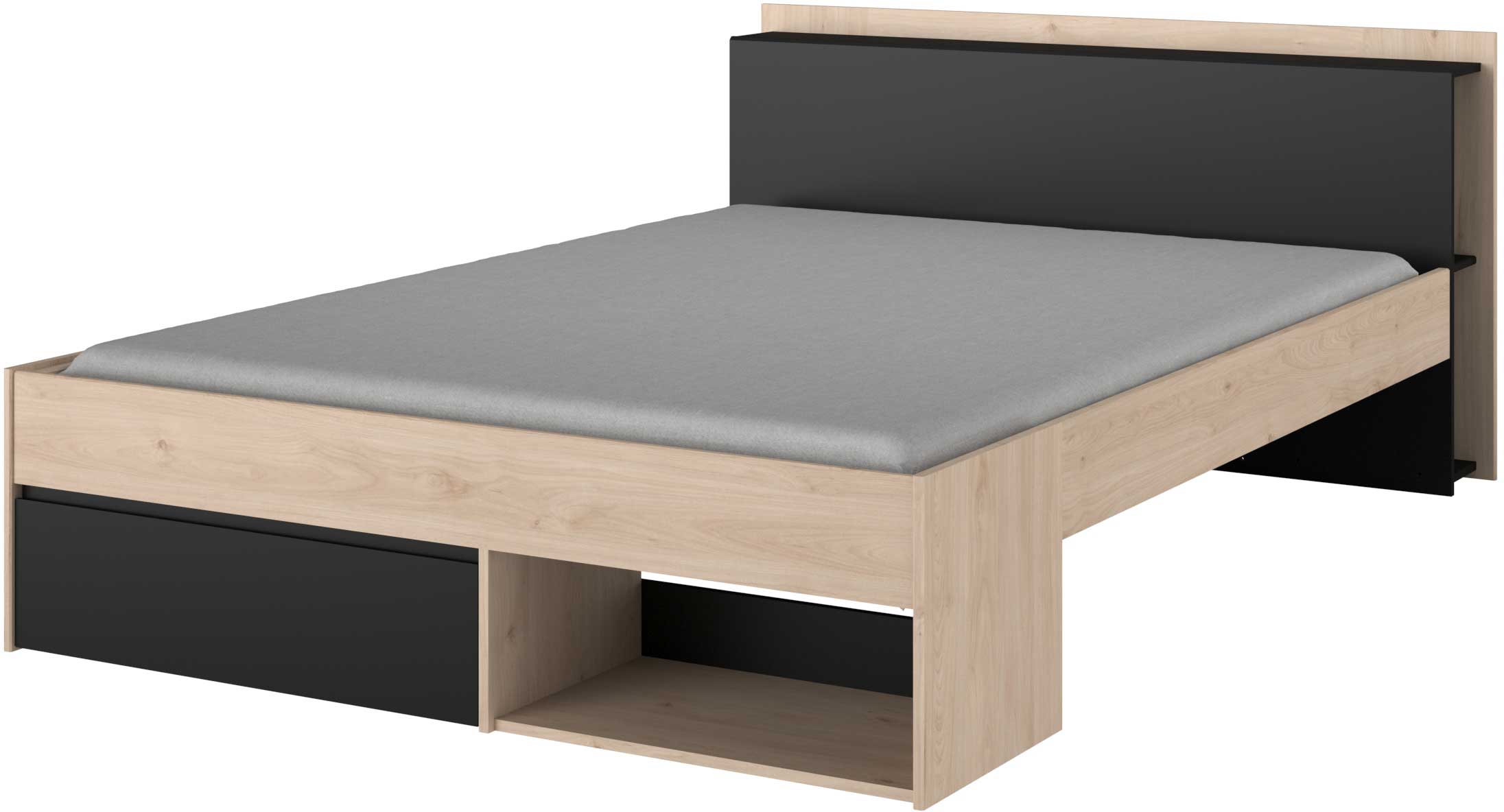 Lit Marseille 160x200cm - chêne/noir - Image 10