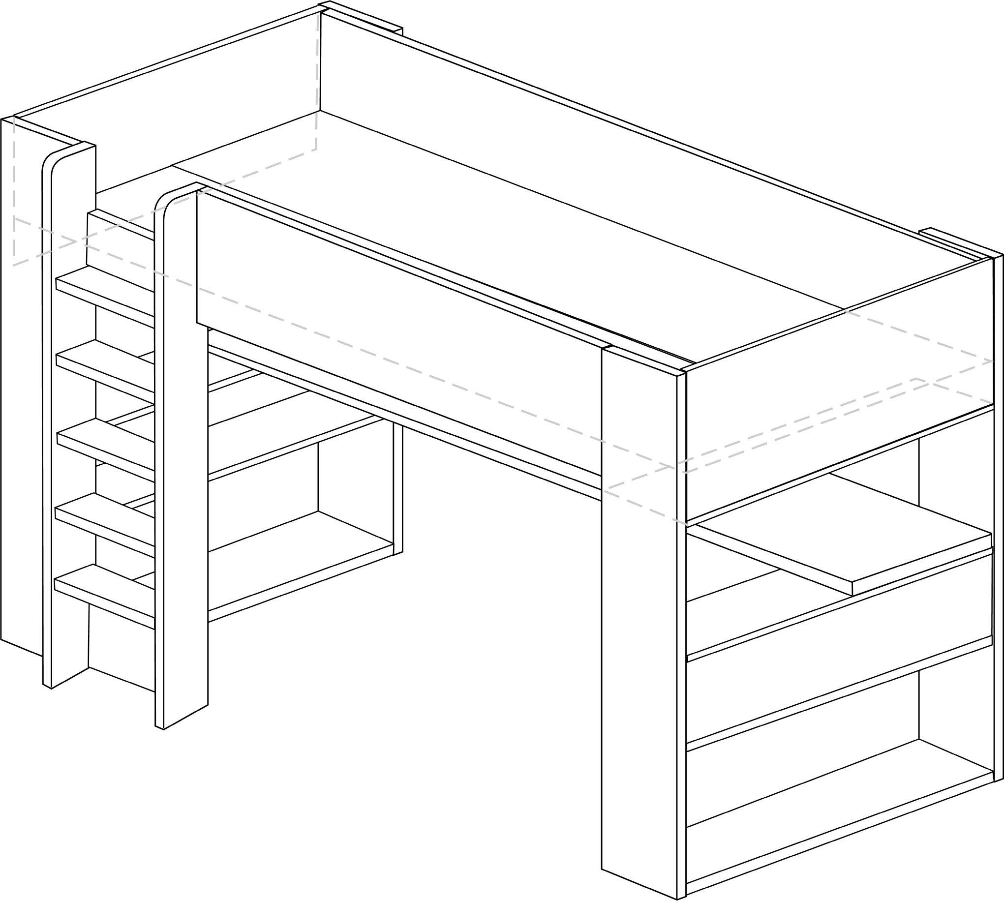 Lit mezzanine avec bureau Graham 90x200cm - anthracite/rouge - Image 2
