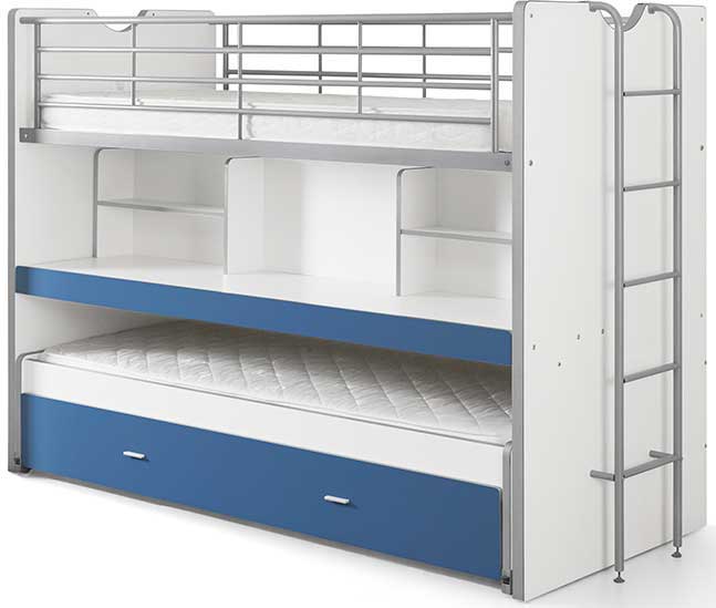 Lit mezzanine Bonny 80 avec bureau et tiroir de lit - bleu - Image 3