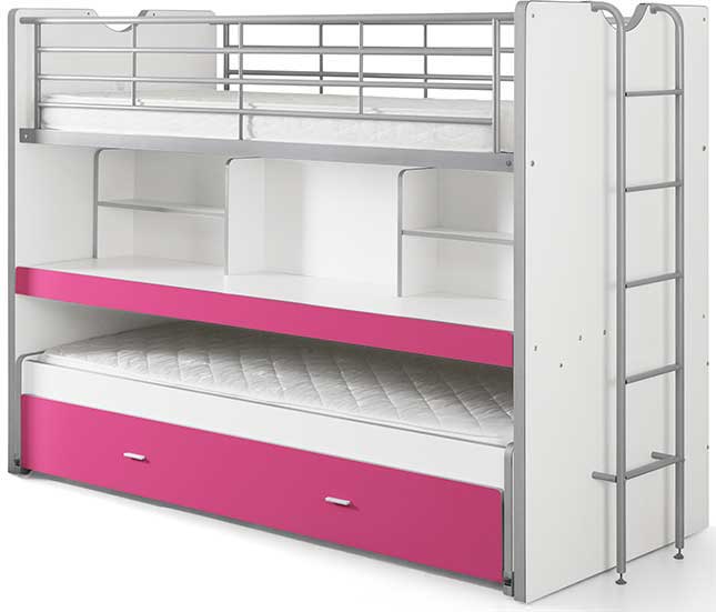 Lit mezzanine Bonny 80 avec bureau et tiroir de lit - fuchsia - Image 3