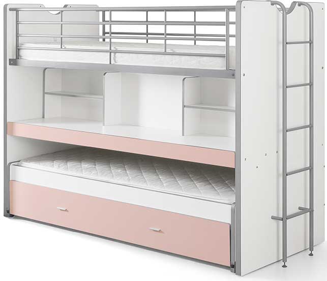 Lit mezzanine Bonny 80 avec bureau et tiroir de lit - rose - Image 3