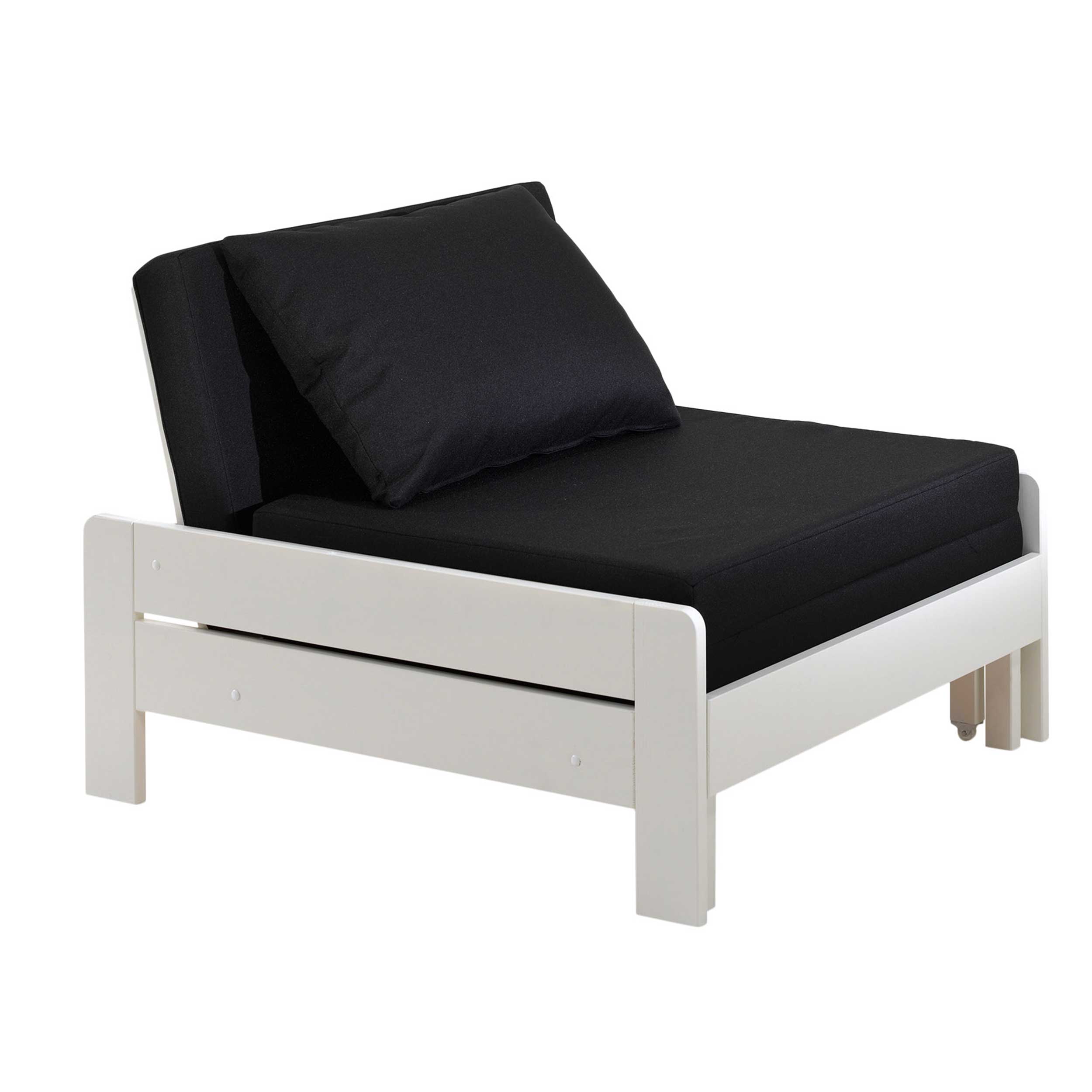 Lit mezzanine Claire 140x200cm avec bibliothèque et canapé-lit - blanc - Image 5