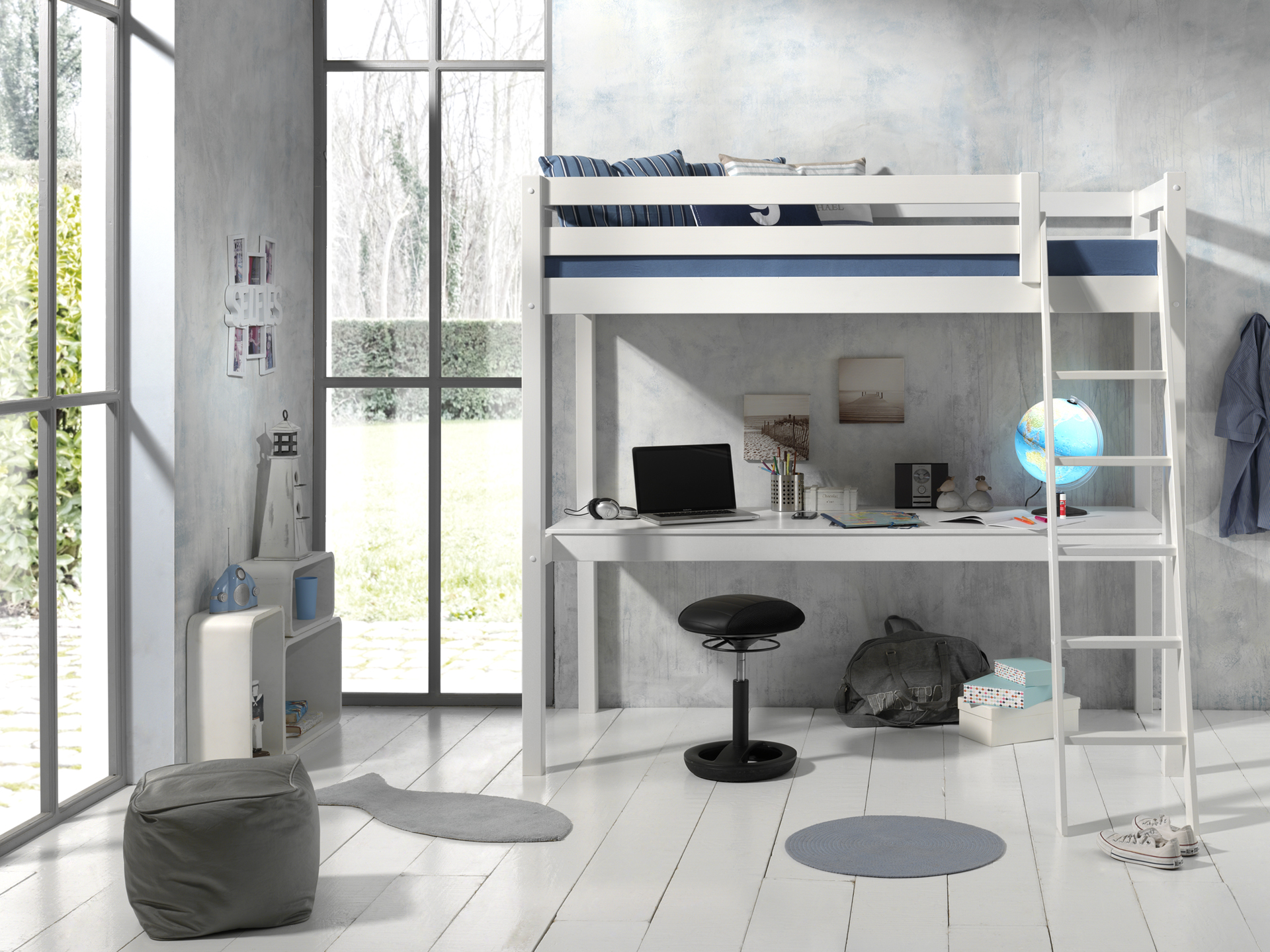 Lit mezzanine Claire 90 x 200cm avec bureau - blanc - Image 6