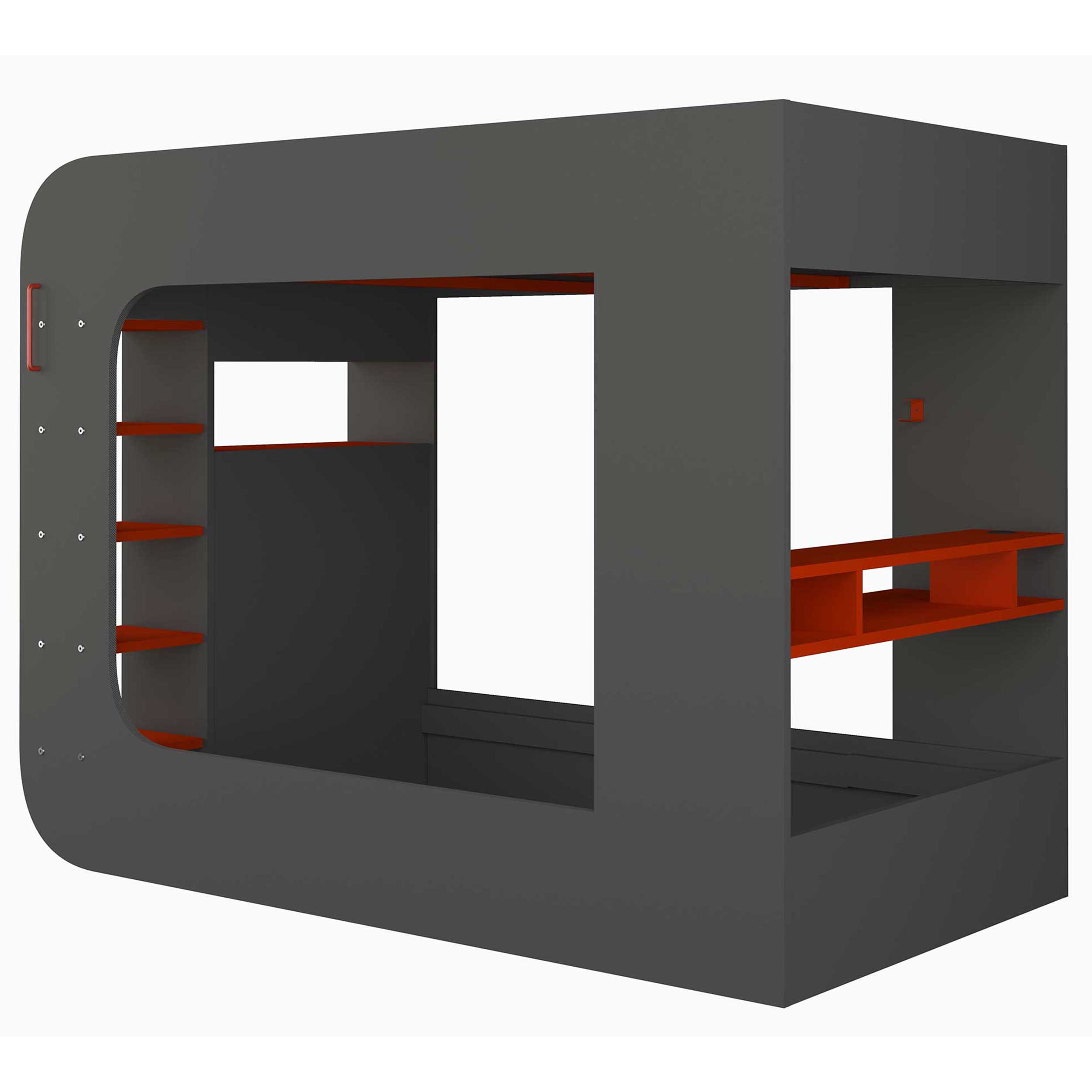 Lit mezzanine Graham avec bureau gamer 120x200cm - anthracite/rouge - Image 11