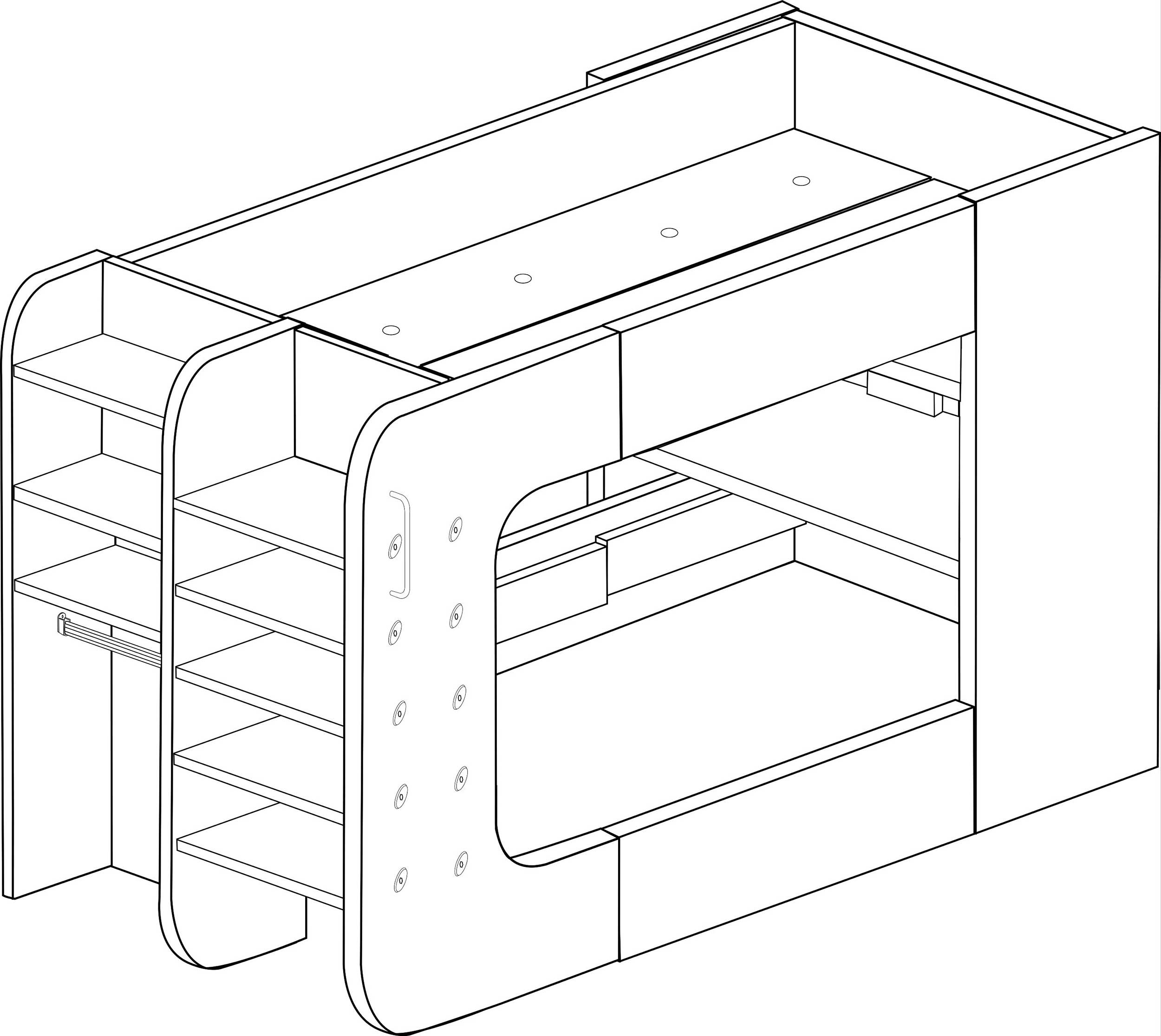 Lit mezzanine Graham avec bureau gamer 90x200cm - anthracite/rouge - Image 3
