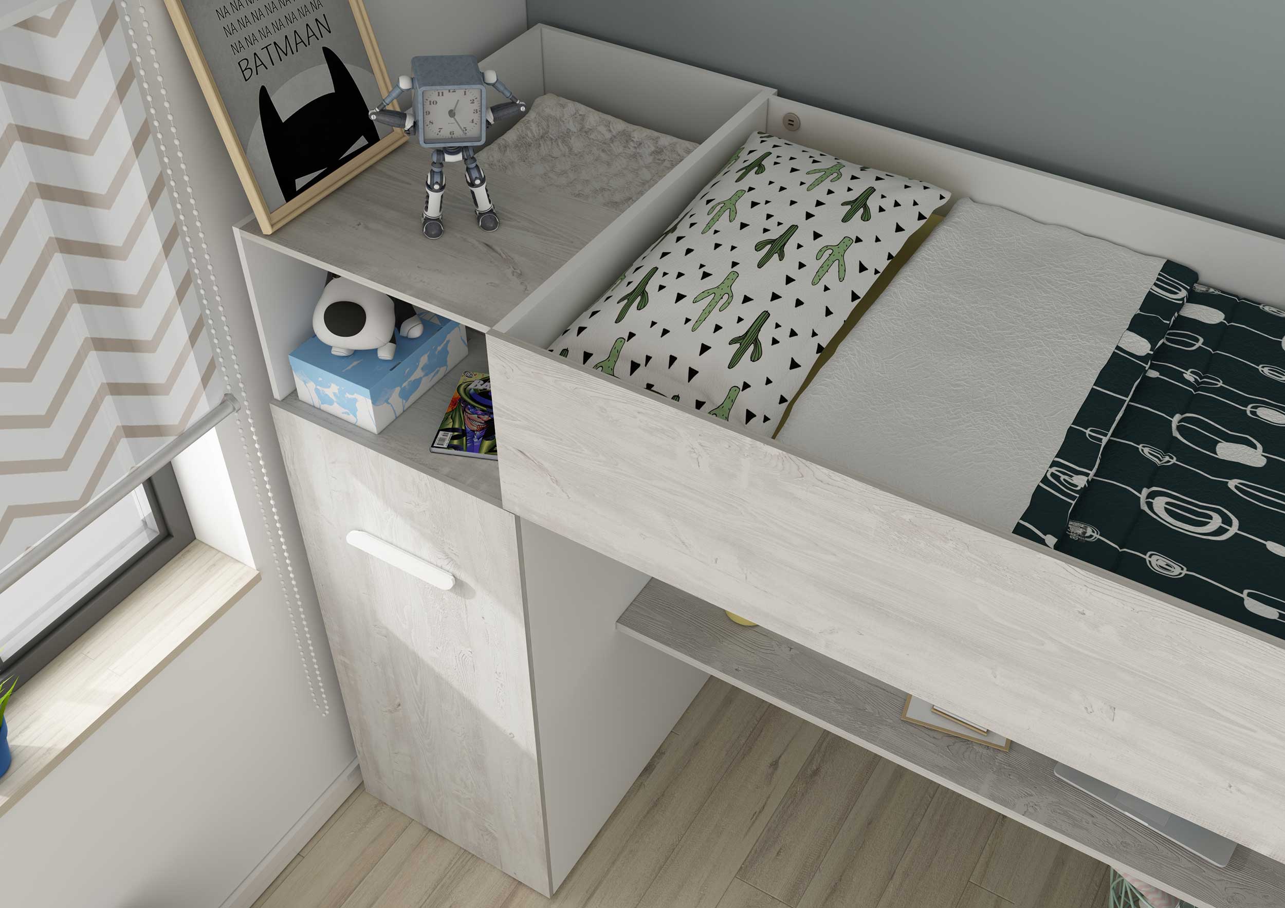 Lit mezzanine Jet avec bureau 90x200cm - blanc - Image 3