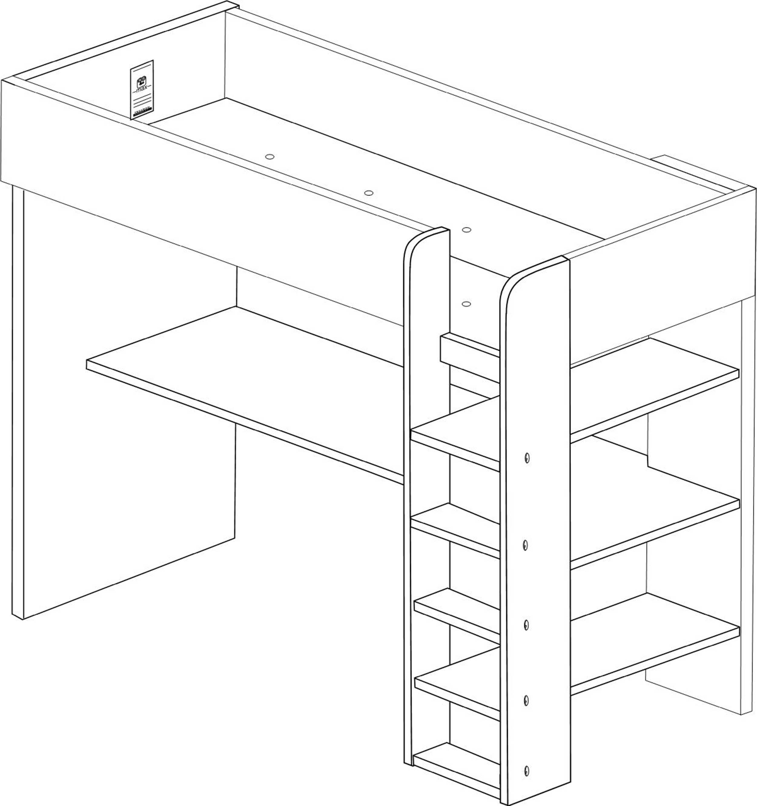 Lit mezzanine Jet avec bureau 90x200cm - blanc - Image 9