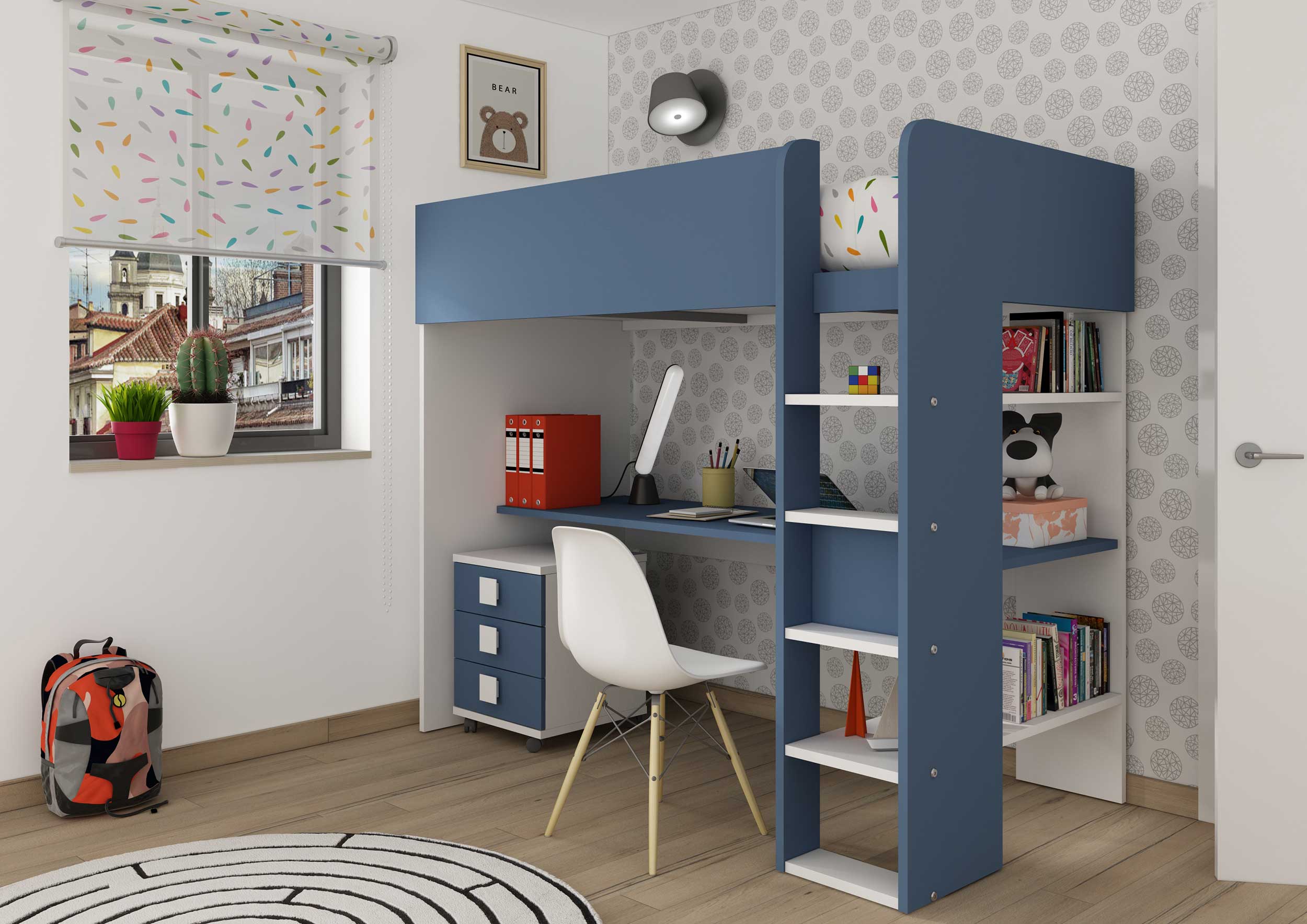 Lit mezzanine Jet avec bureau 90x200cm - bleu - Image 7