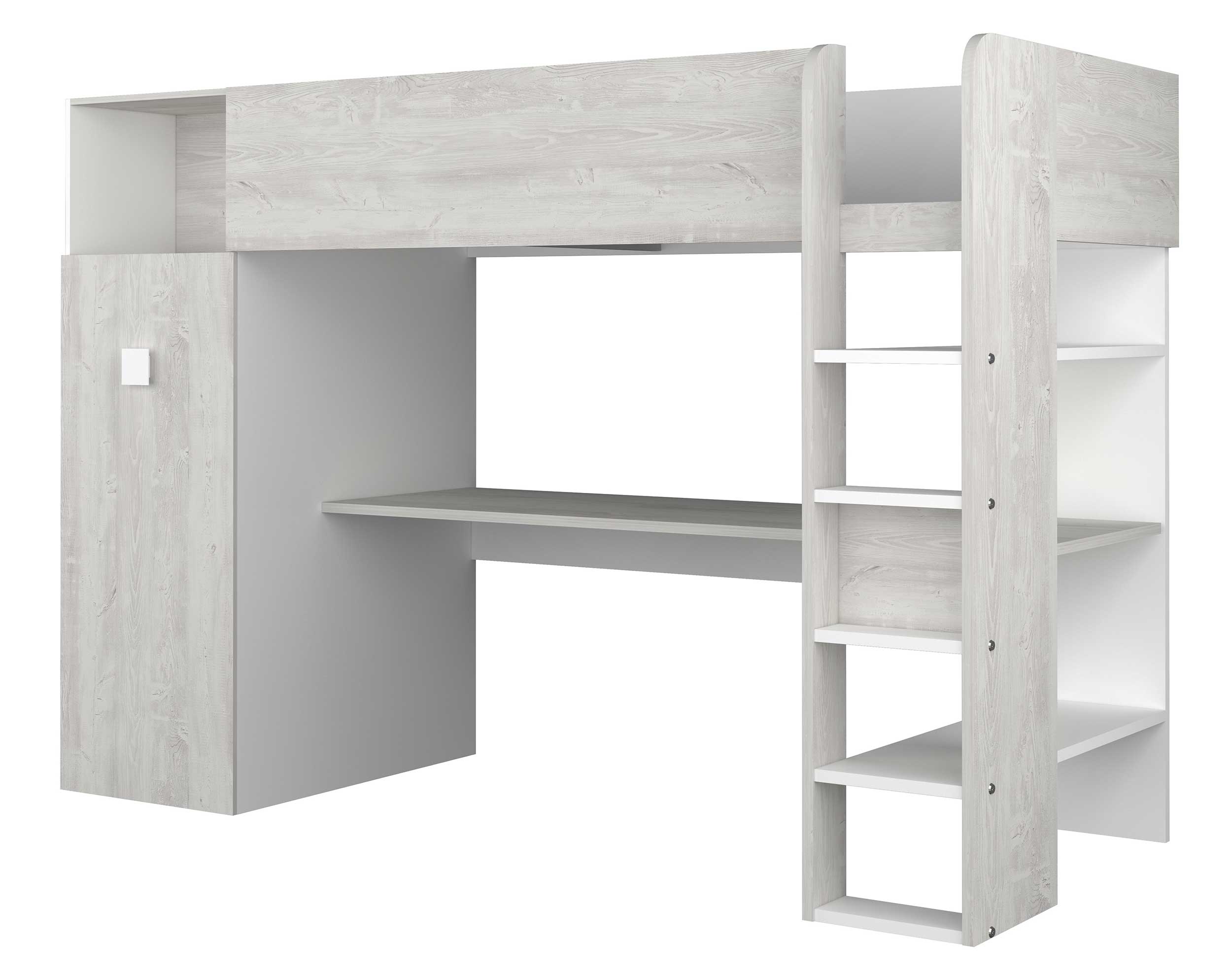 Lit mezzanine Jet avec bureau et armoire 90x200cm - blanc - Image 9