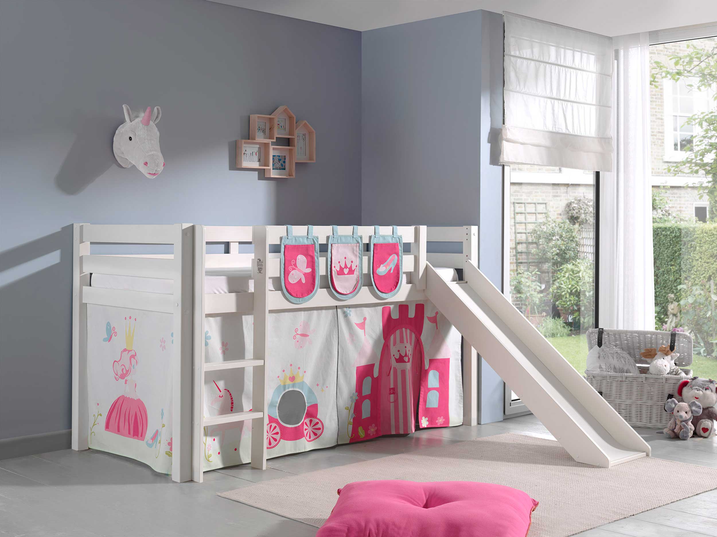 Lit mi-hauteur Astrid avec tente et sacs de rangement Princess II - blanc - Image 6
