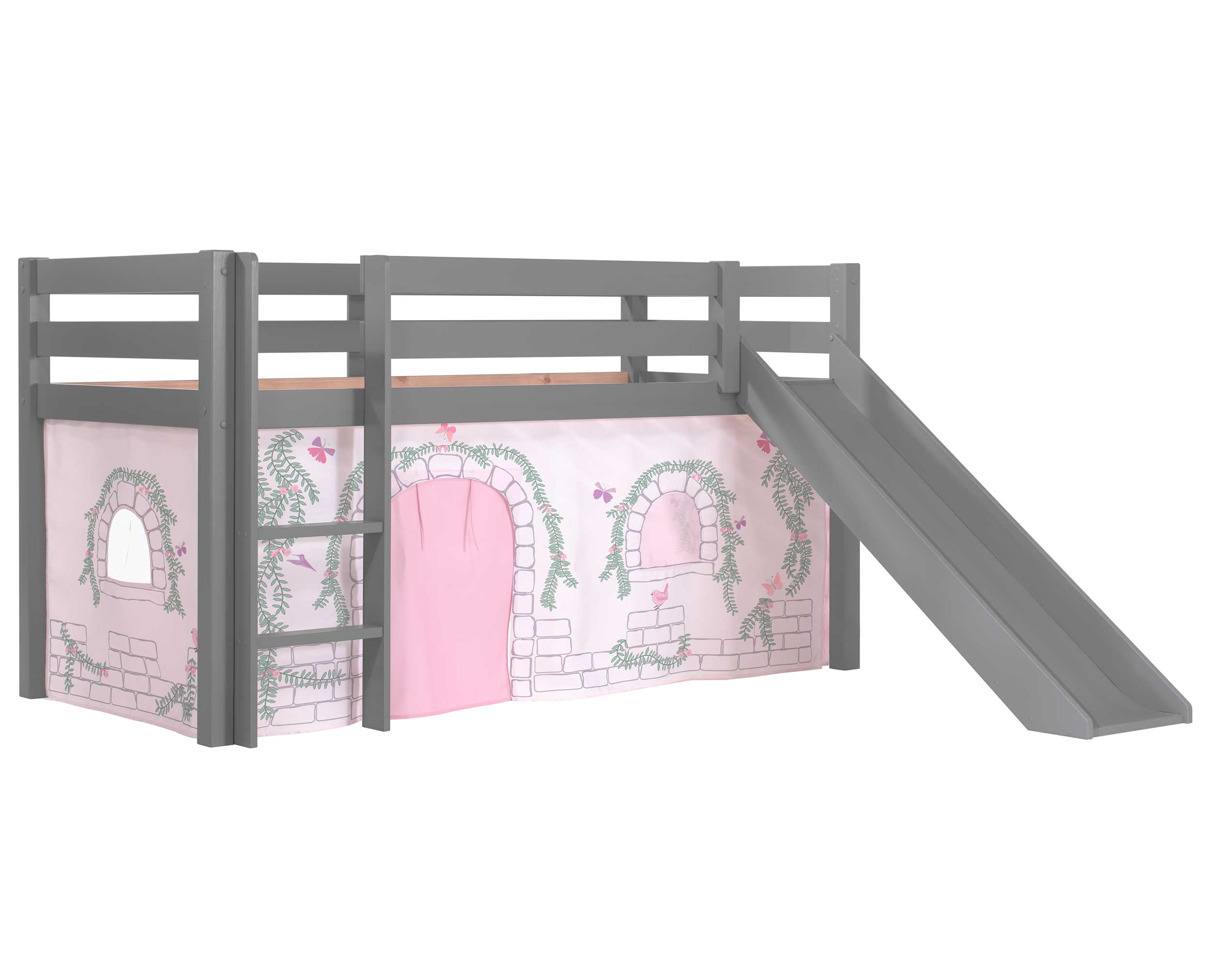 Lit mi-hauteur Astrid gris avec toboggan - birdy - Image 3