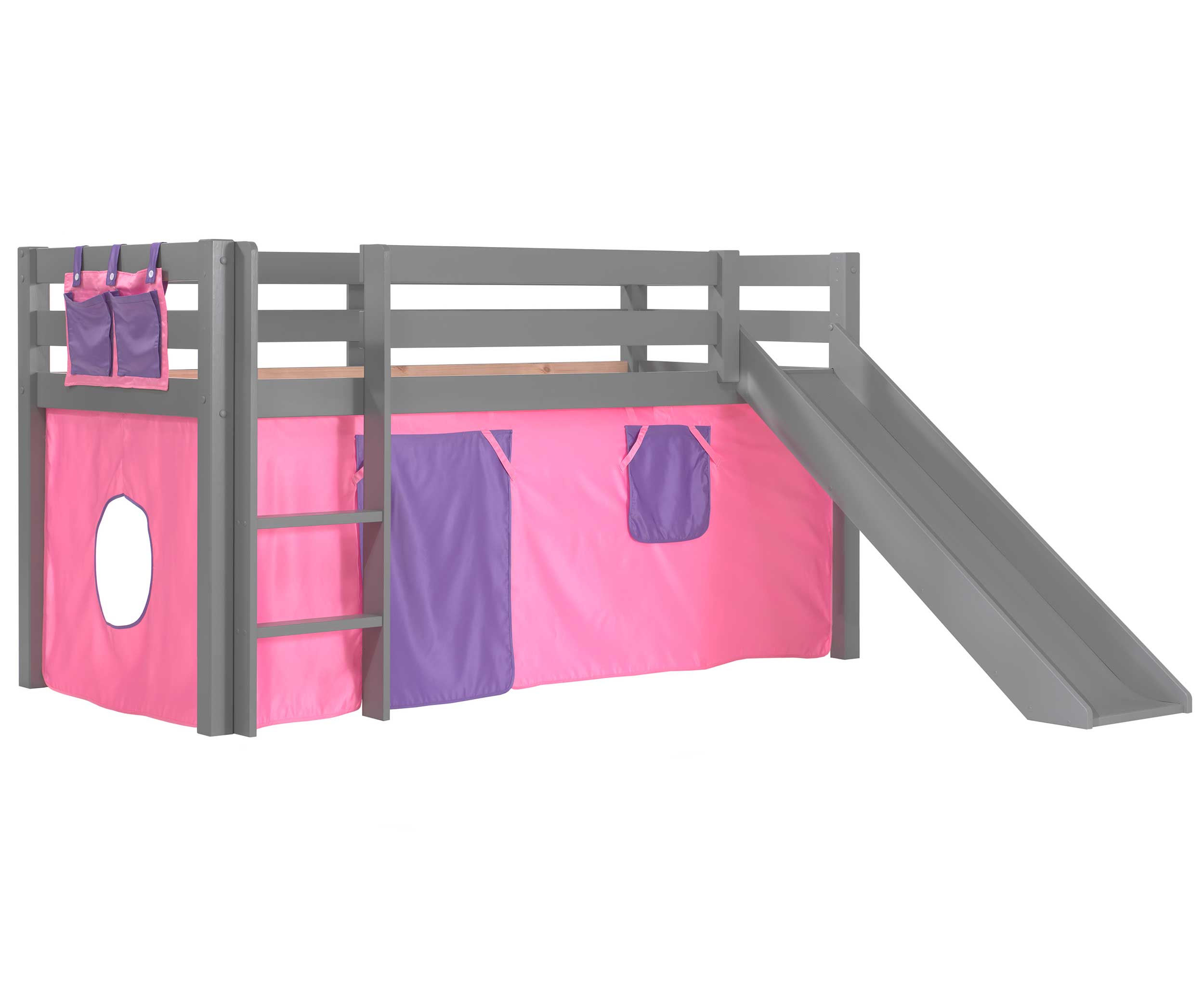 Lit mi-hauteur Astrid gris avec toboggan - tente bella - Image 3