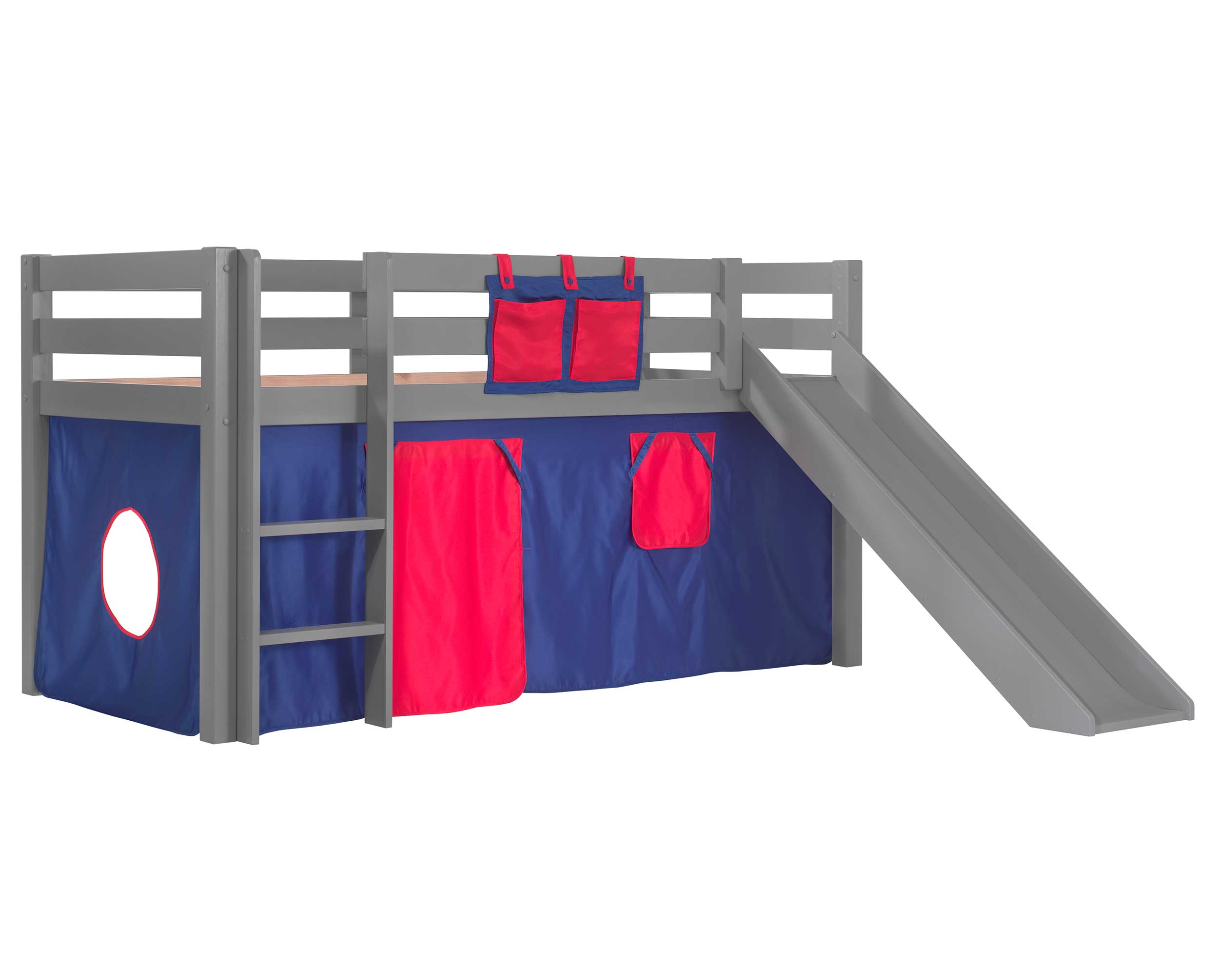 Lit mi-hauteur Astrid gris avec toboggan - tente domino - Image 3