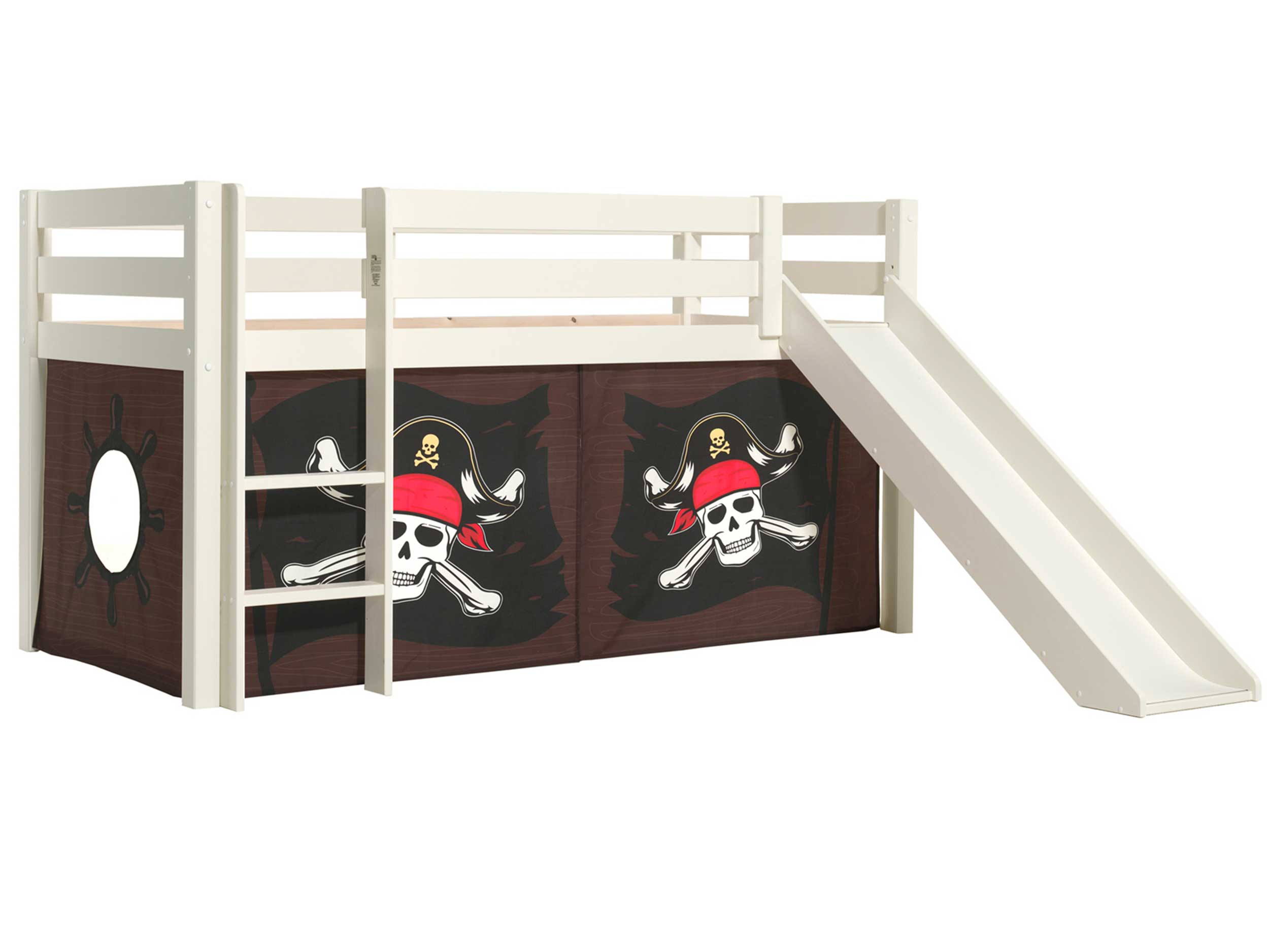 Lit mi-hauteur avec toboggan Astrid avec tente de lit Caribbean Pirates - blanc - Image 6