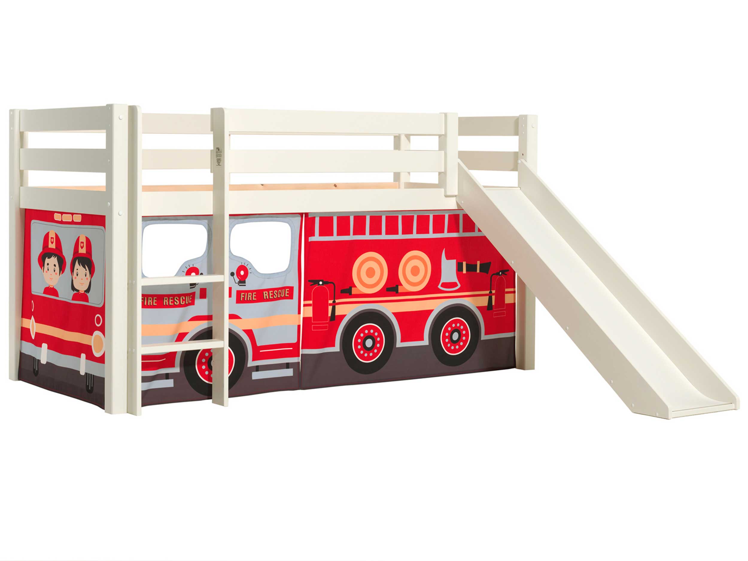 Lit mi-hauteur avec toboggan Astrid avec tente de lit Fire Truck - blanc - Image 6