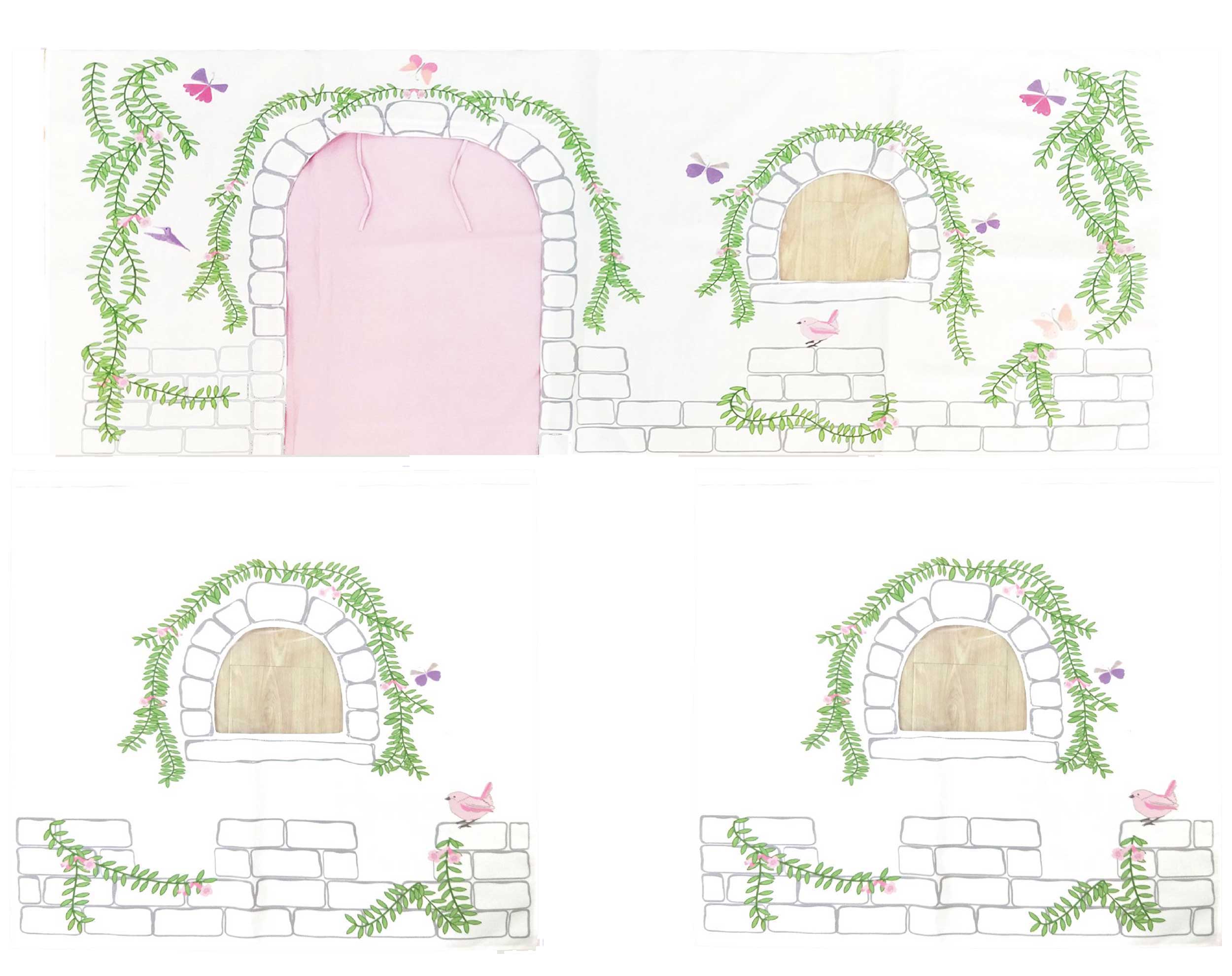 Lit mi-hauteur avec toboggan Astrid avec tente et sacs de rangement Birdy - blanc - Image 2