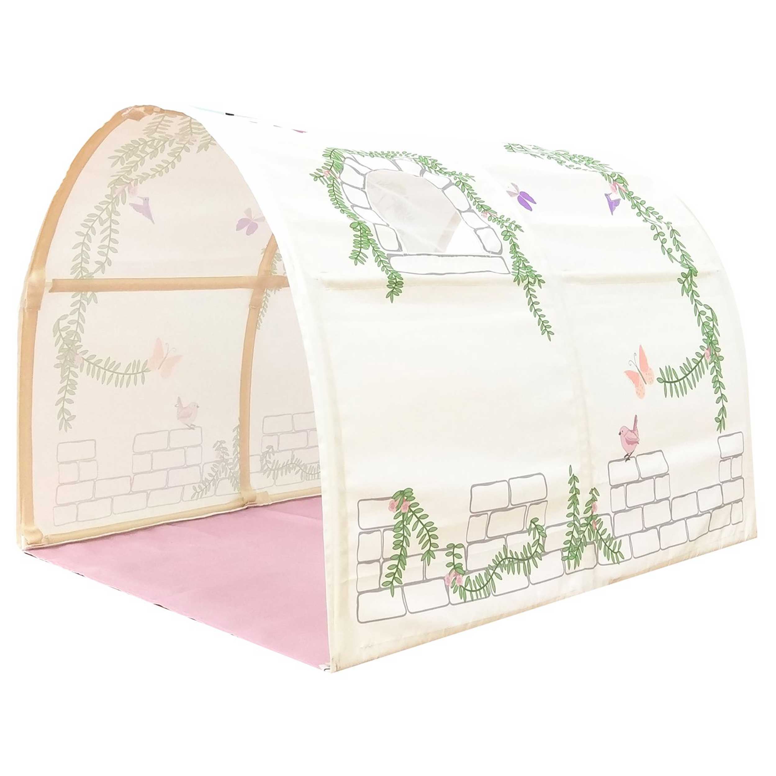 Lit mi-hauteur avec toboggan Astrid avec tente et tunnel de lit Birdy - blanc - Image 3