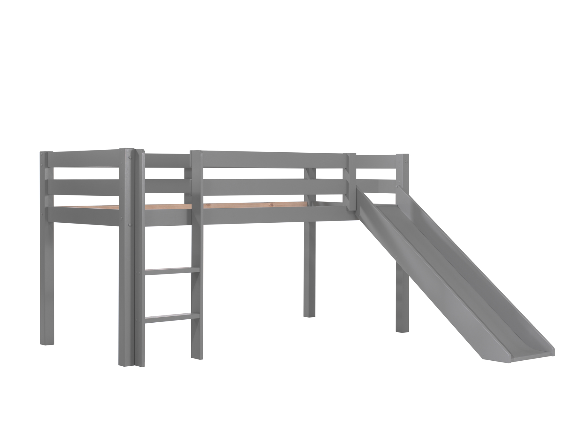 Lit mi-hauteur avec toboggan Astrid avec tente et tunnel de lit Birdy - gris - Image 5