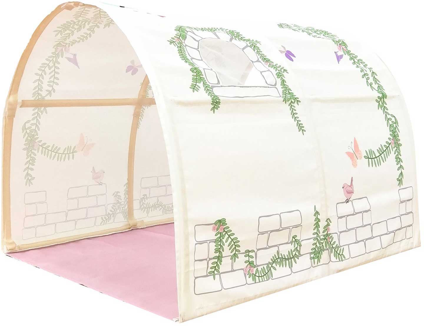 Lit mi-hauteur avec toboggan Astrid avec tente et tunnel de lit et sacs de rangement Princess II - bois de pin - Image 3