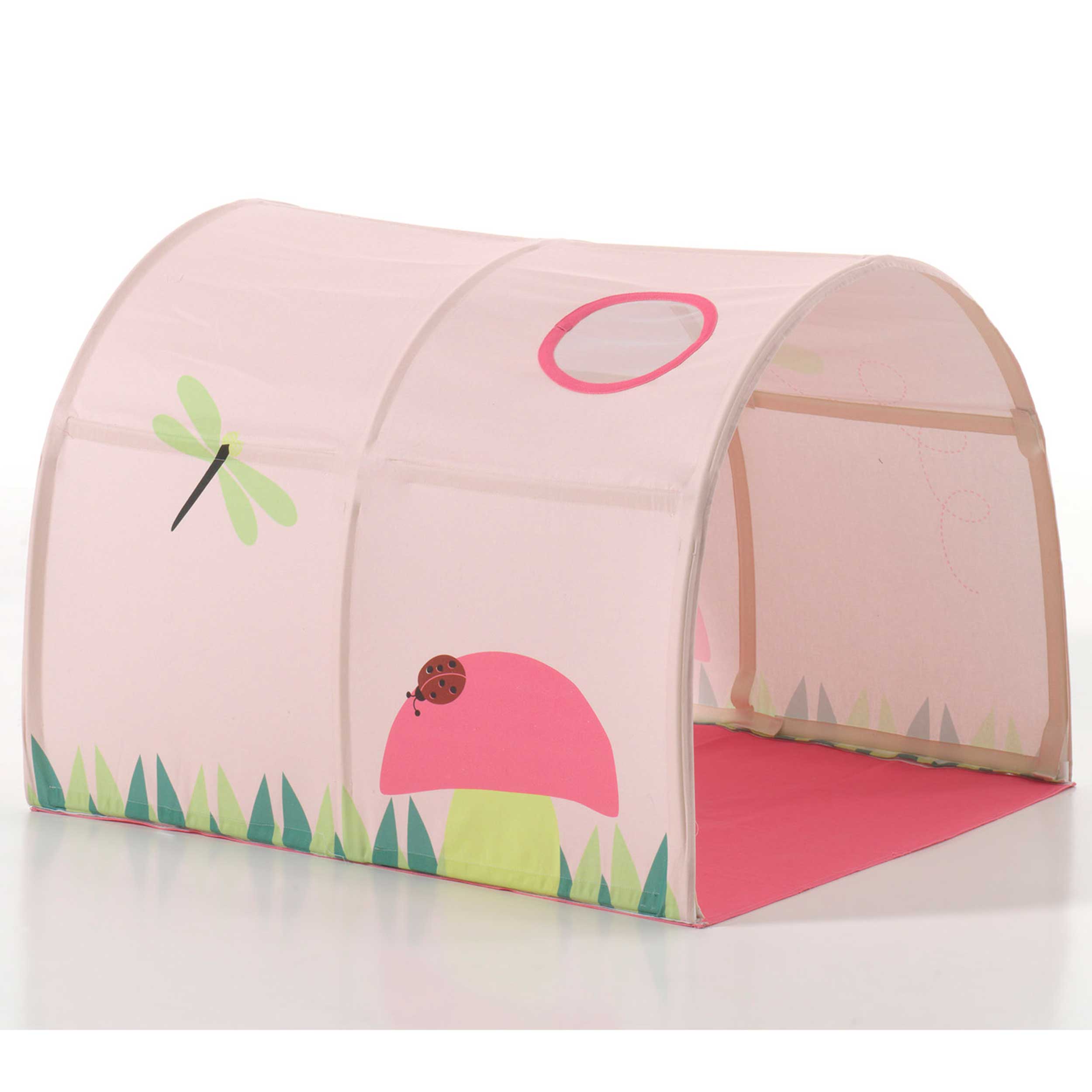 Lit mi-hauteur avec toboggan Astrid avec tente et tunnel de lit Spring - bois de pin - Image 3