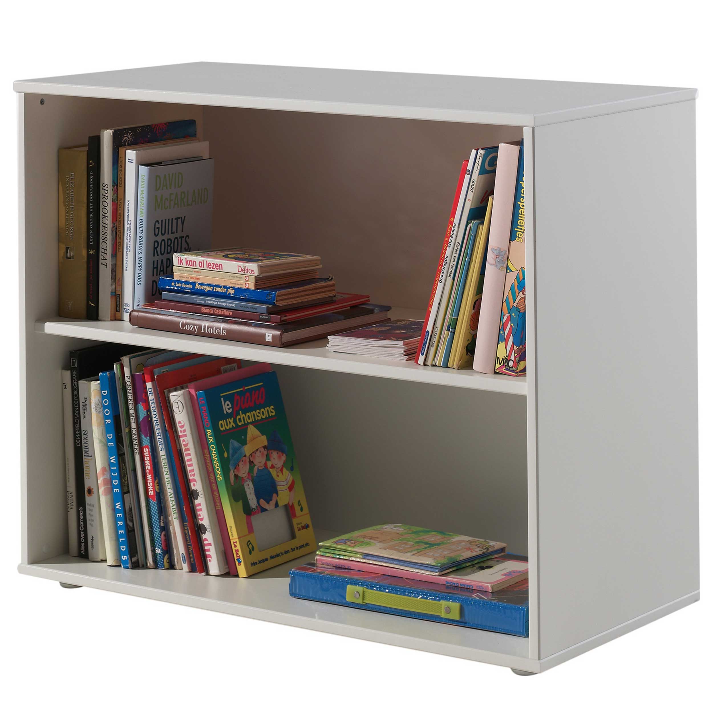 Lit mi-hauteur Charlotte avec étagère, bureau, bibliothèque et chiffonnier - blanc - Image 6
