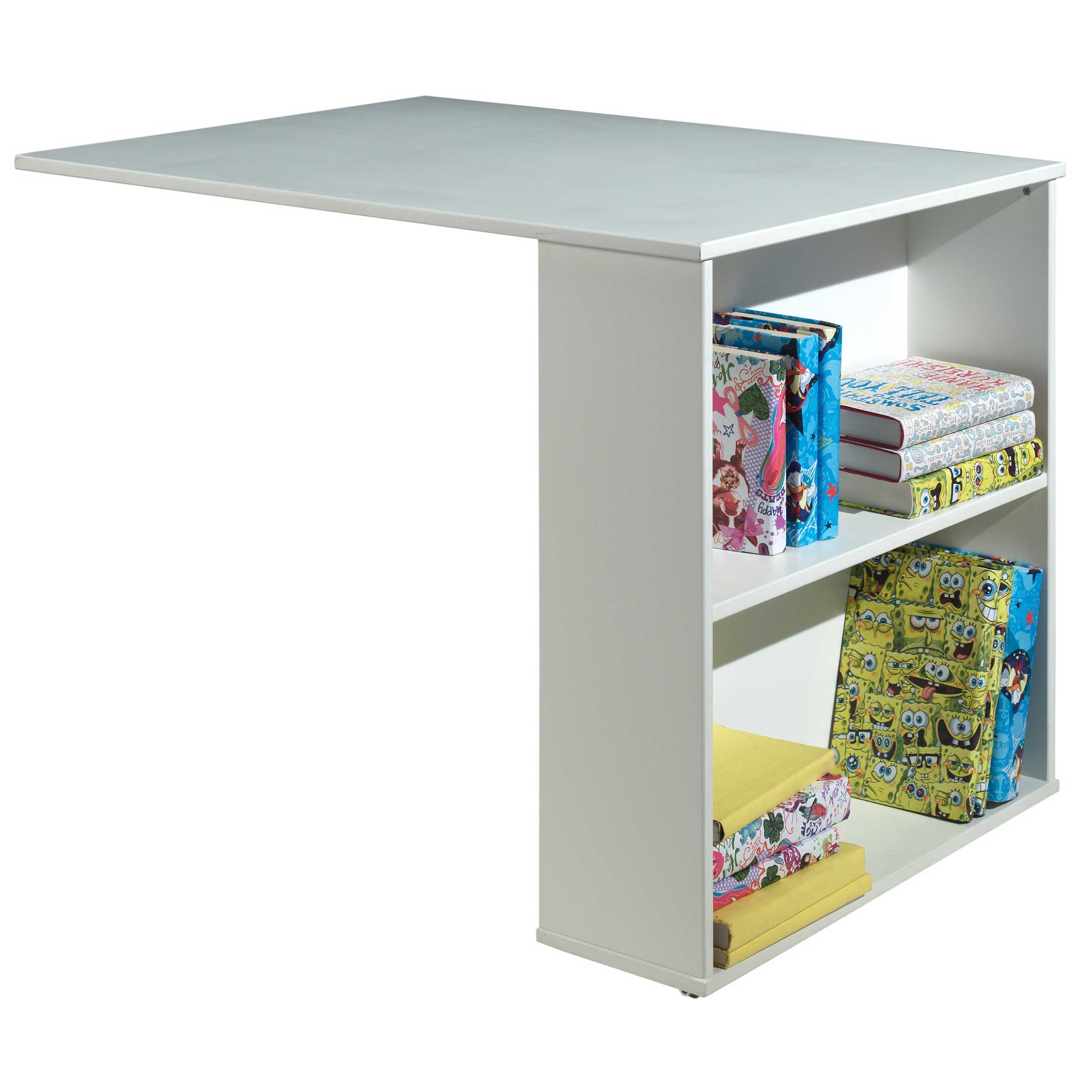 Lit mi-hauteur Charlotte avec étagère, bureau, bibliothèque et chiffonnier - blanc - Image 8