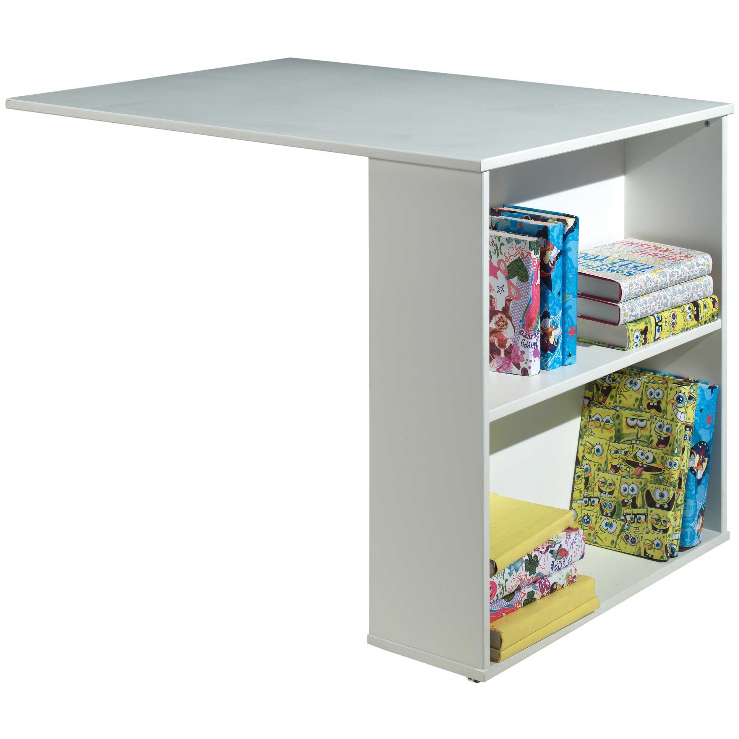 Lit mi-hauteur Charlotte avec étagère, bureau et chiffonnier - blanc - Image 7