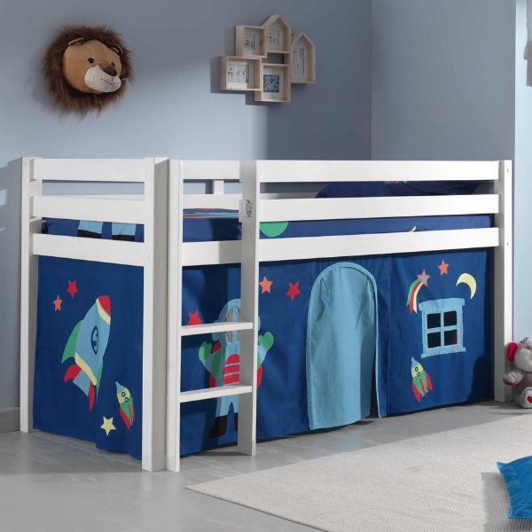 Lit mi-hauteur Charlotte avec tente de lit Astro - blanc