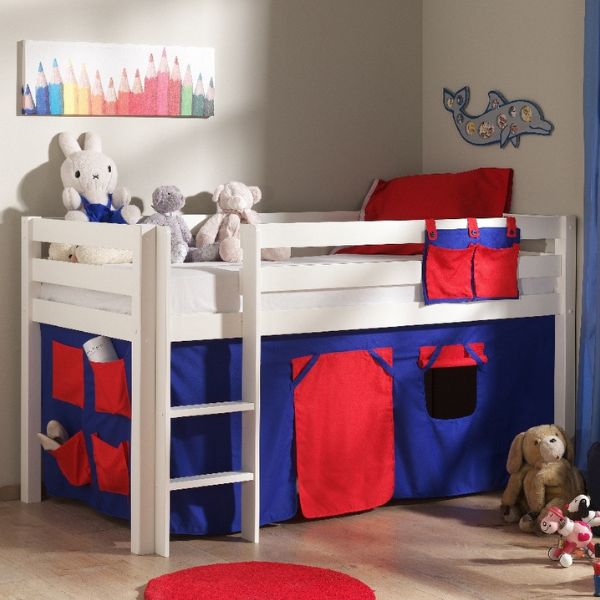 Lit mi-hauteur Charlotte avec tente de lit Domino - blanc