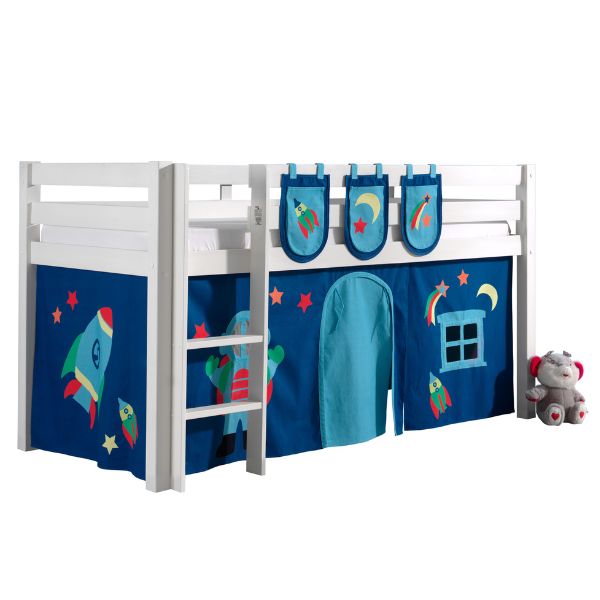 Lit mi-hauteur Charlotte avec tente de lit et sacs de rangement Astro - blanc - Image 7