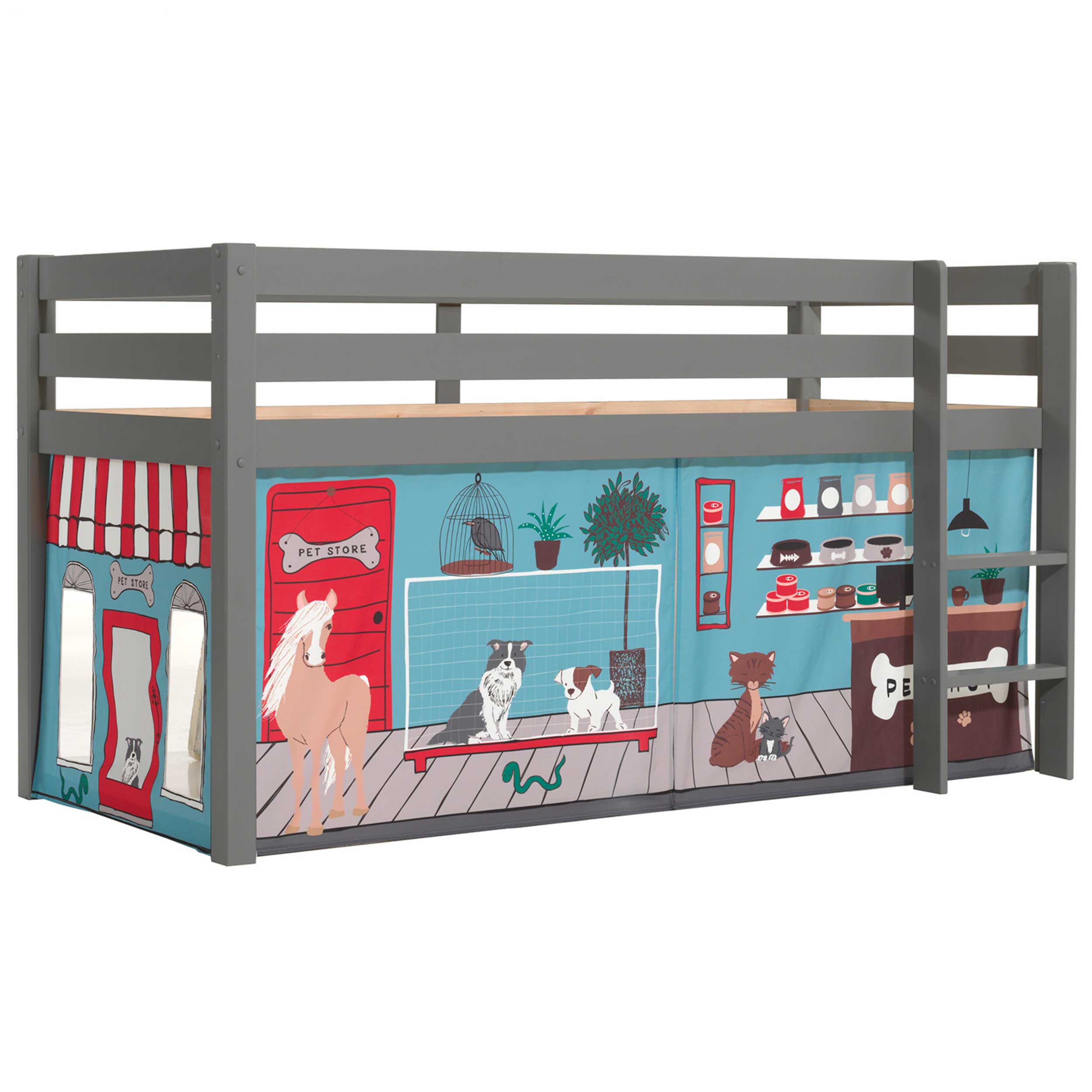 Lit mi-hauteur Charlotte avec tente de lit Pet Shop - gris - Image 6